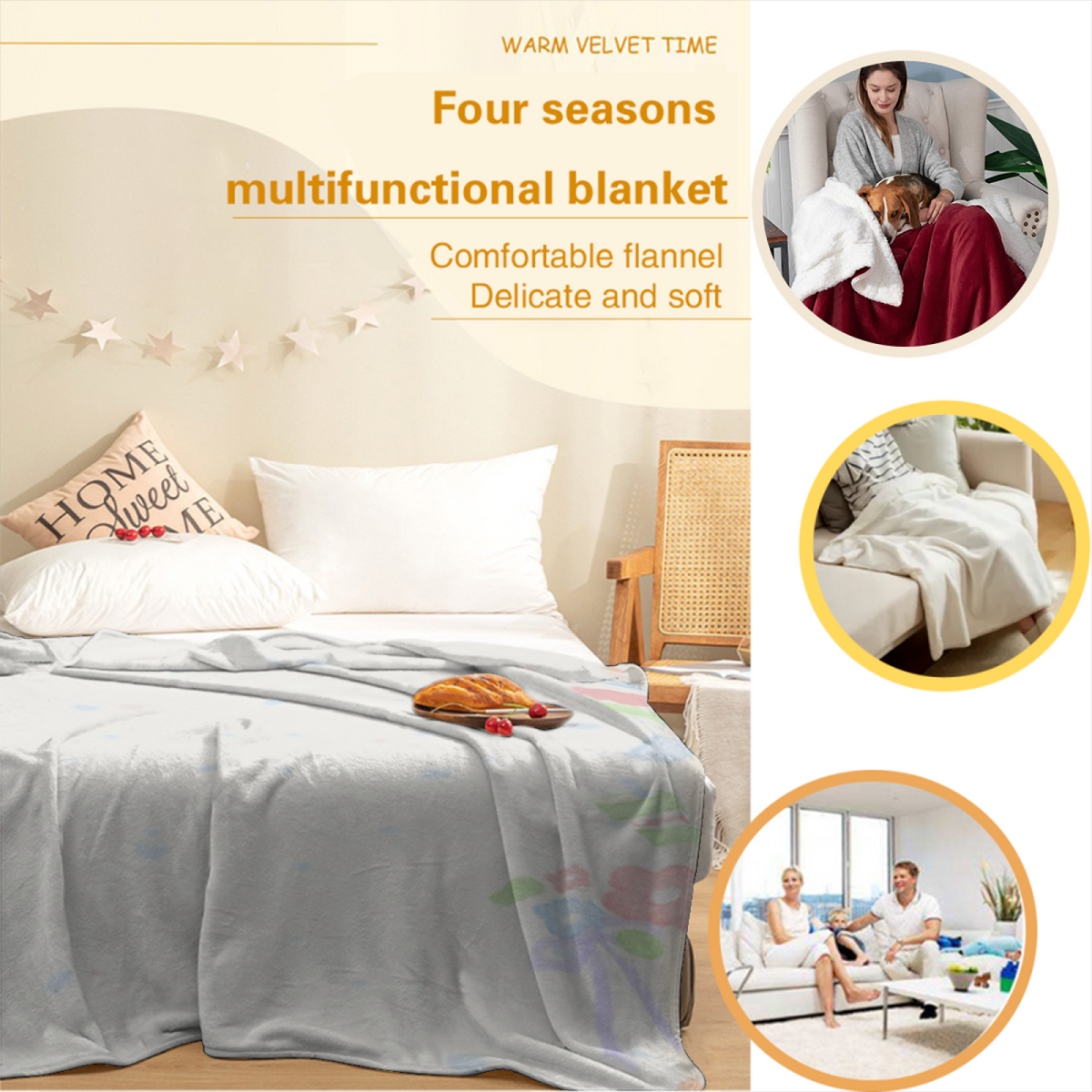 Hazy Nectar Creamy Ivory Art Decorative Flannel Blanket