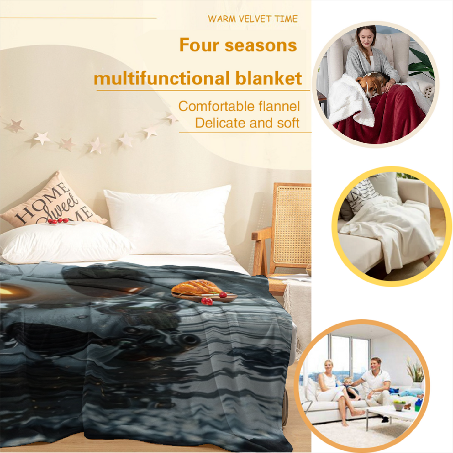 Small Robot Flannel Throw Blanket ¨C Futuristic Character in Water