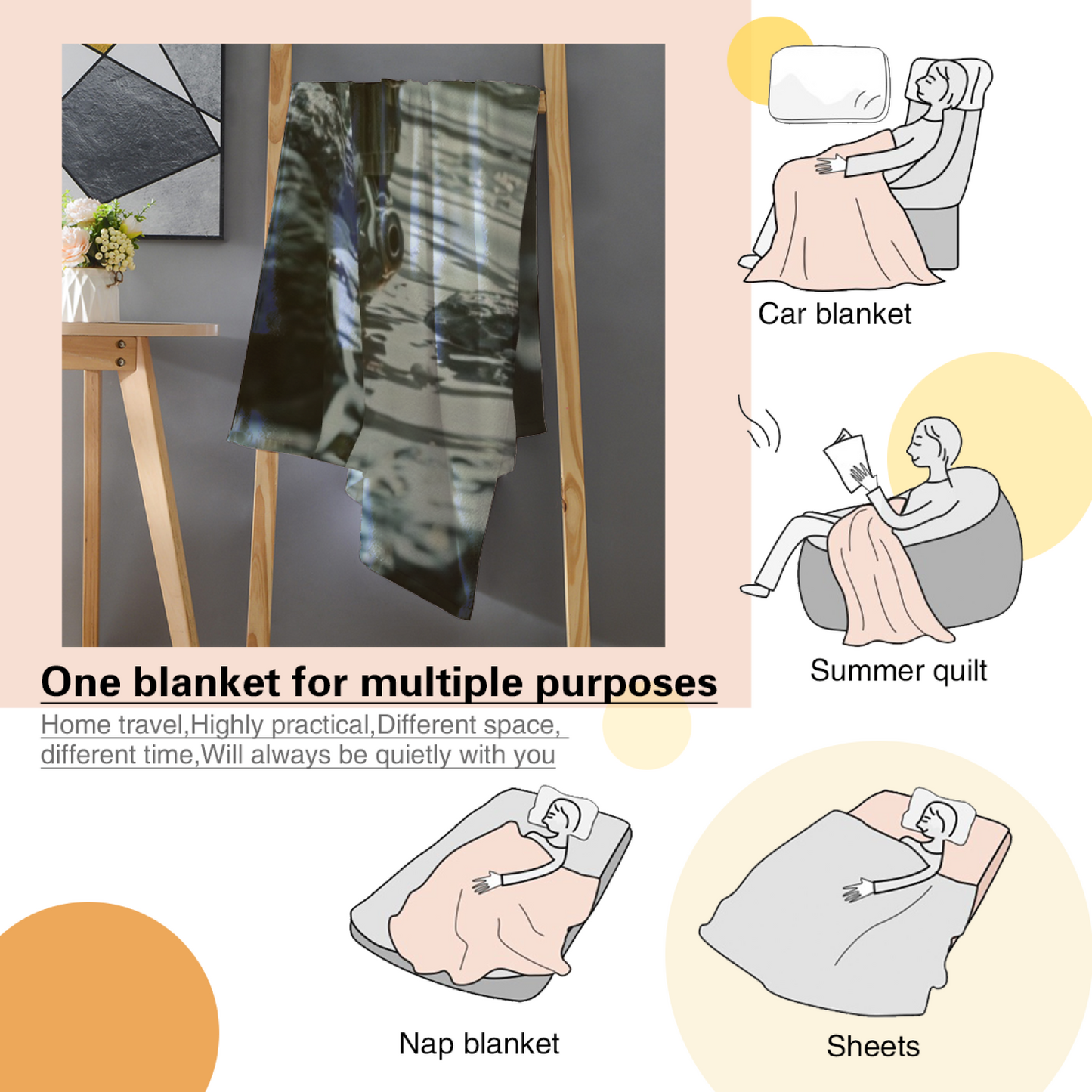 Small Robot Flannel Throw Blanket ¨C Futuristic Character in Water