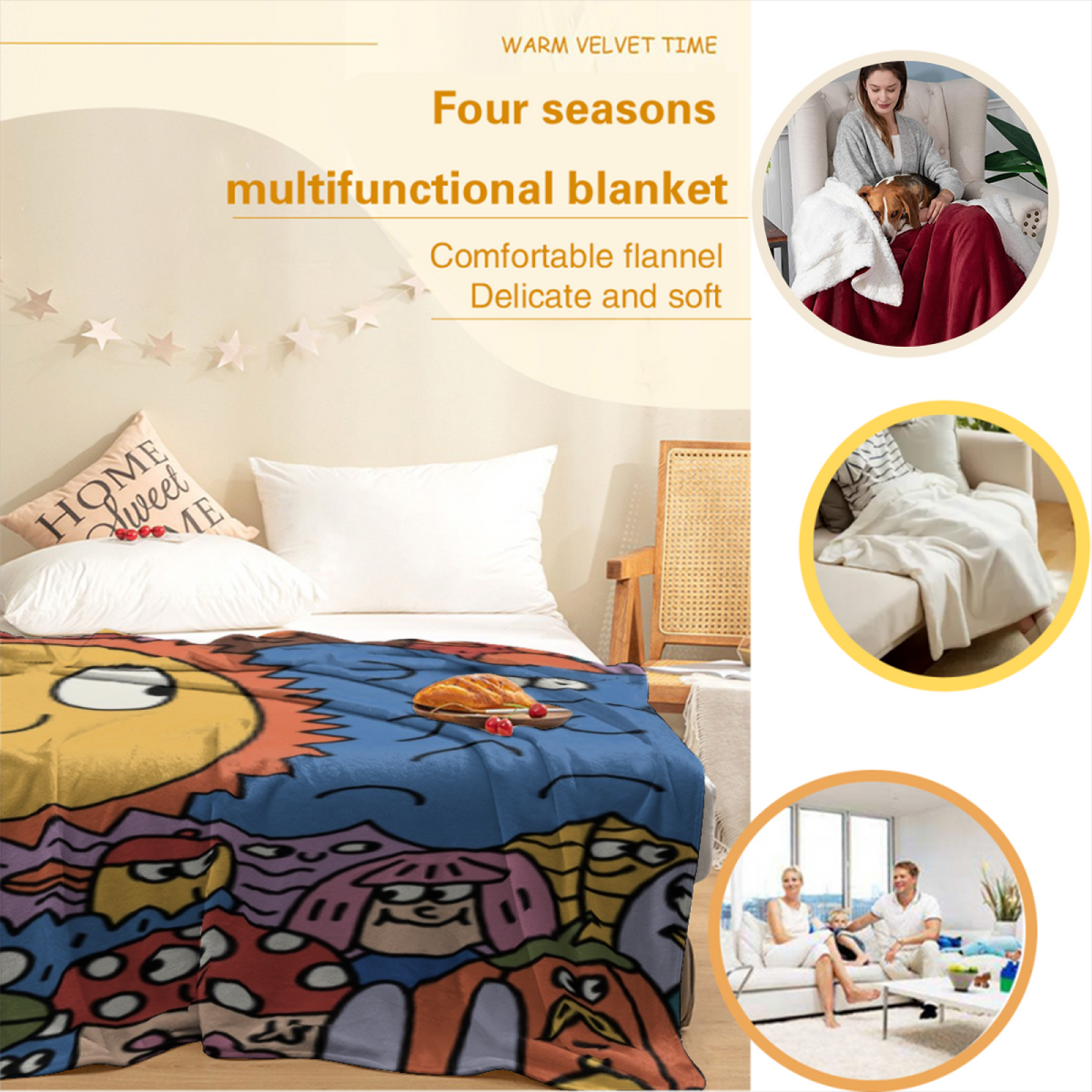 Rich Multicolor Twilight Wander Lightweight Flannel Throw ¨C Contemporary Pattern