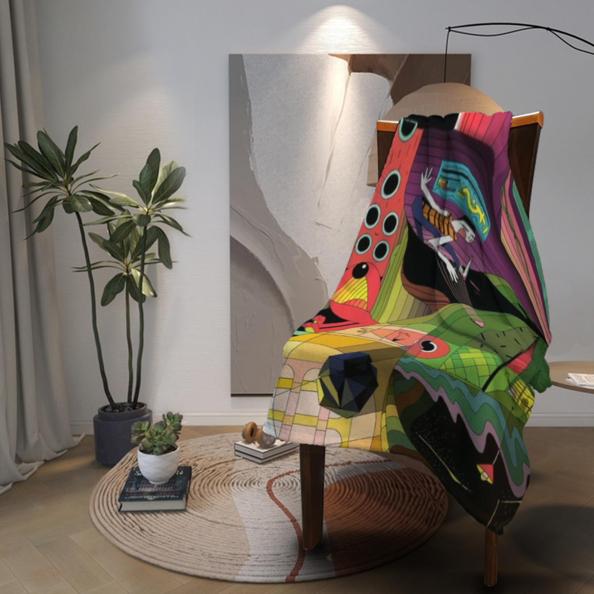 Breezy Vista Lightweight Flannel Throw in Rich Multicolor