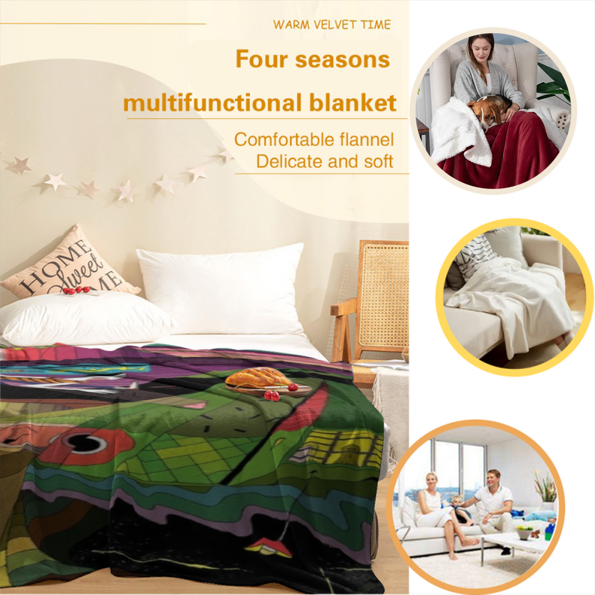 Breezy Vista Lightweight Flannel Throw in Rich Multicolor