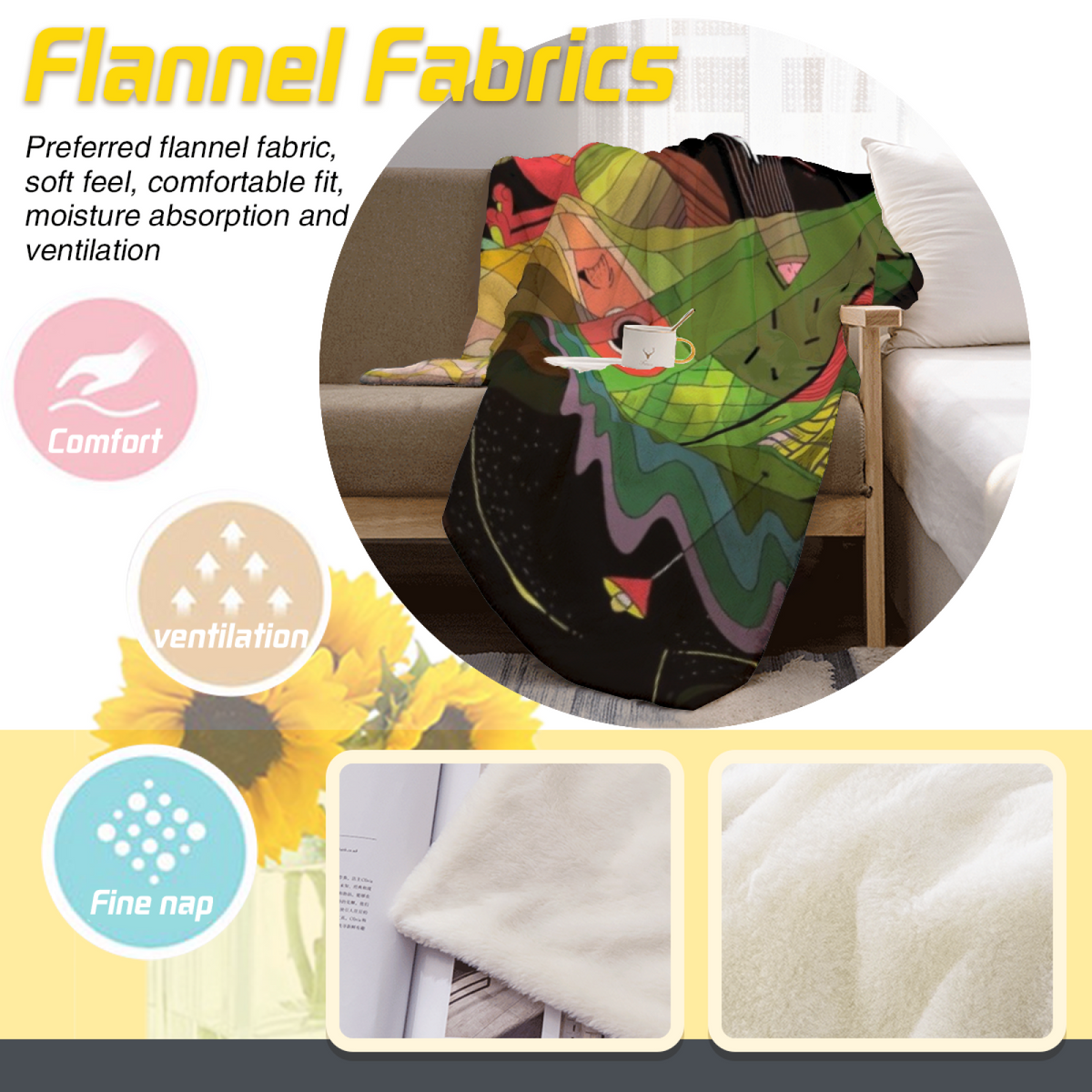 Breezy Vista Lightweight Flannel Throw in Rich Multicolor