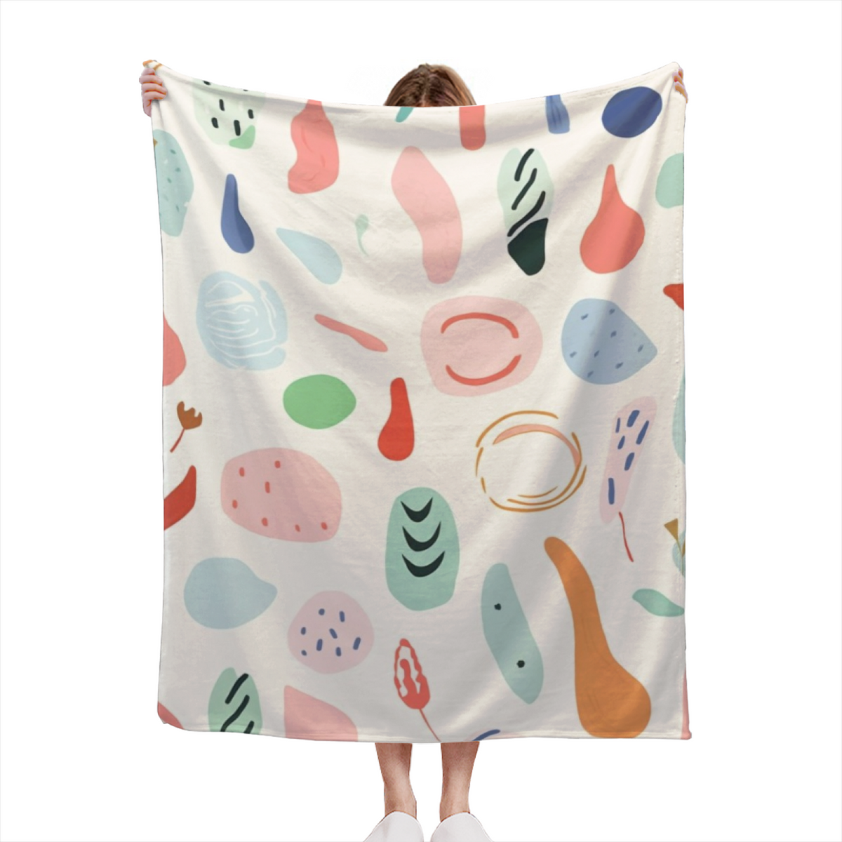 Prairie Harbor Pastel Multicolor Modern Art Flannel Throw Blanket