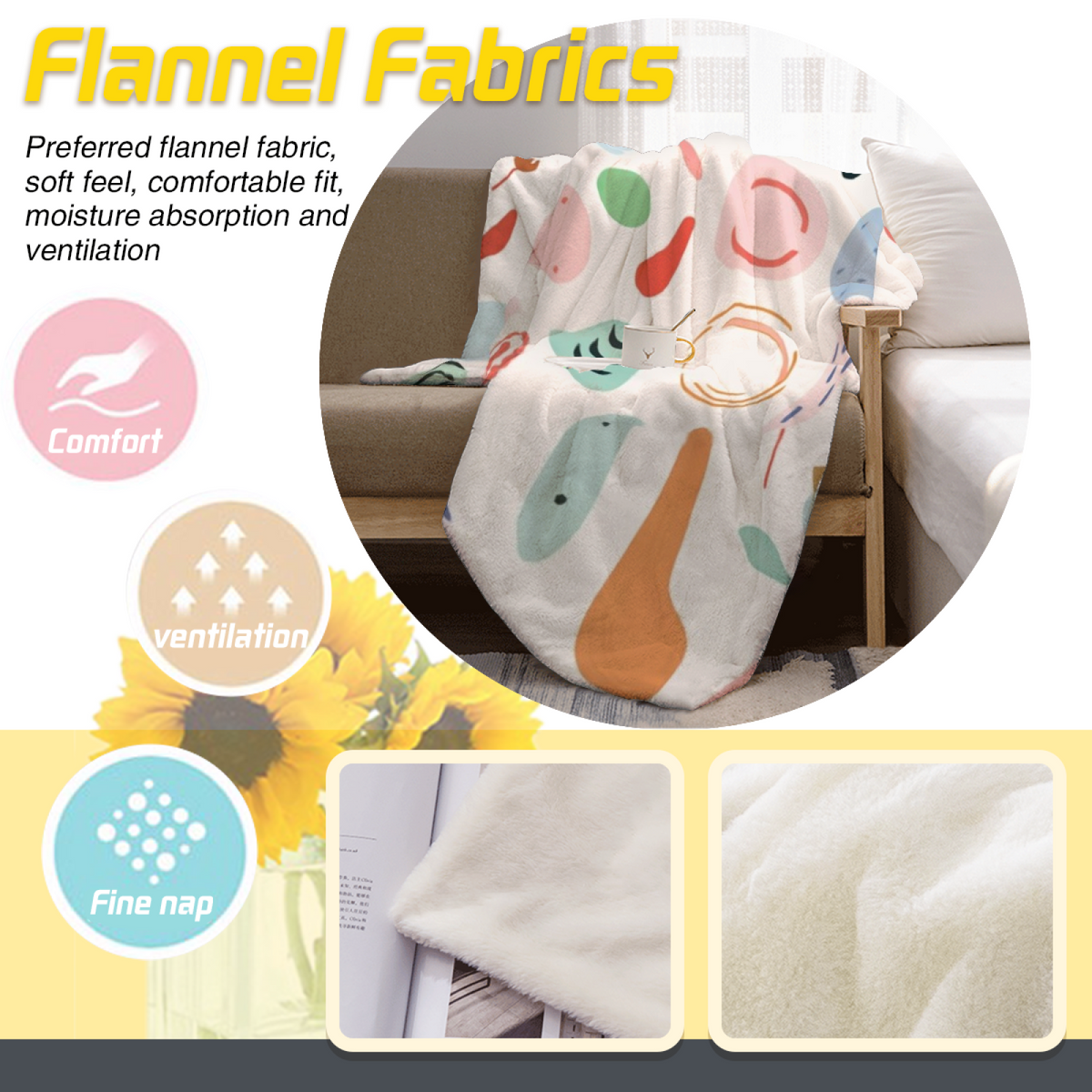 Prairie Harbor Pastel Multicolor Modern Art Flannel Throw Blanket