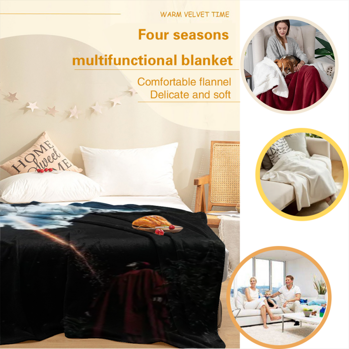 Frosted Sonnet Pastel Multicolor Modern Art Decorative Flannel Blanket