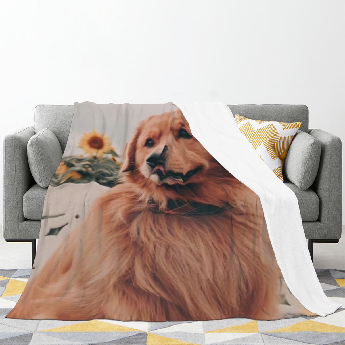 Riverstone & Solstice Playful Graphic Plush Flannel Throw