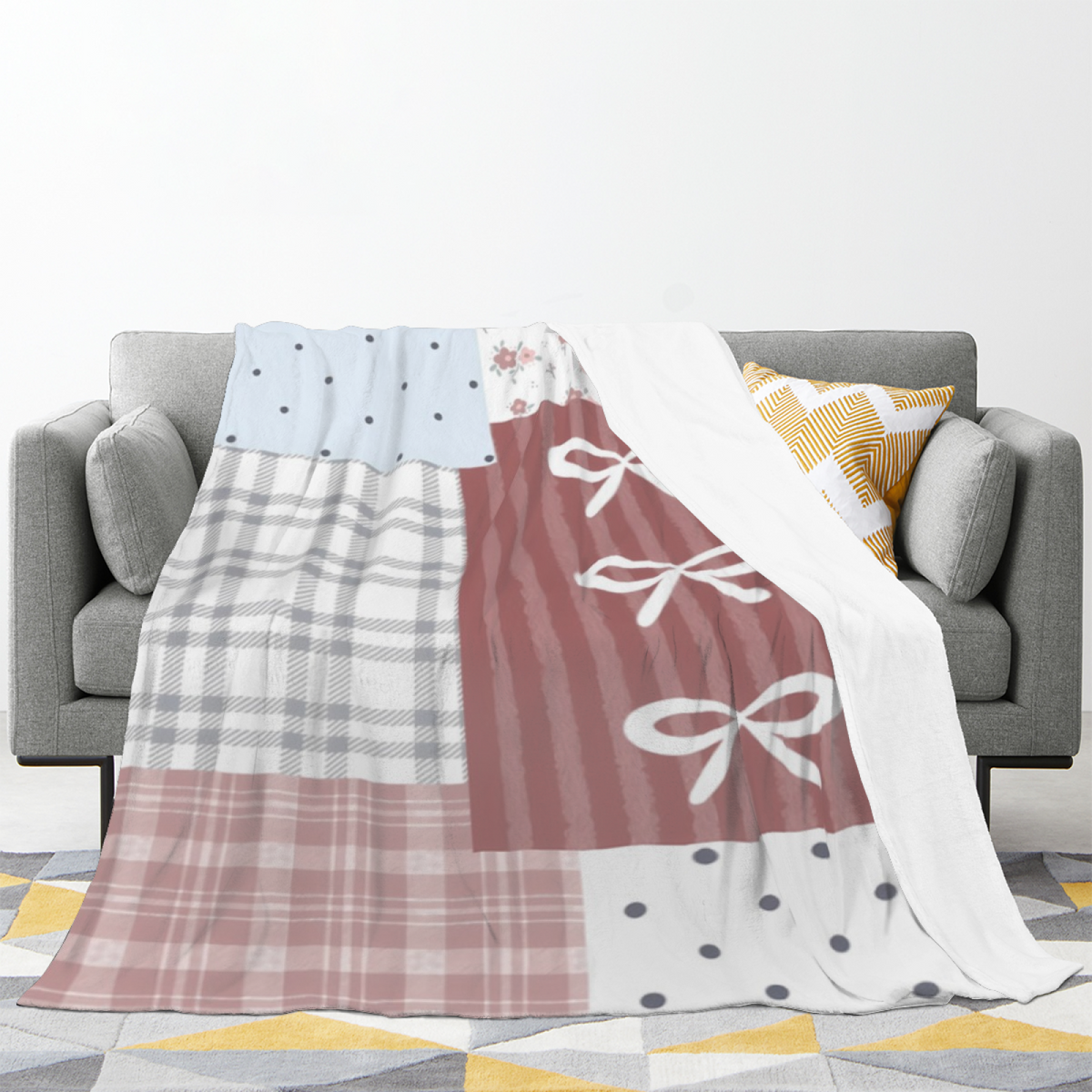 Eclectic Design Frosted Flora Creamy Ivory Flannel Sofa Throw