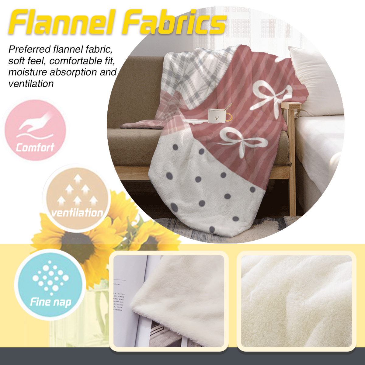 Eclectic Design Frosted Flora Creamy Ivory Flannel Sofa Throw