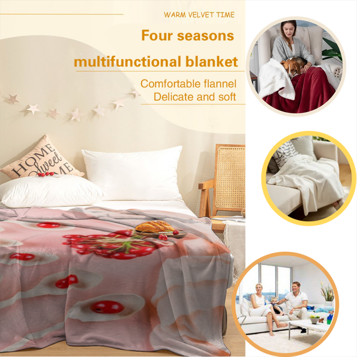 Radiant Fable Pastel Multicolor Modern Art Decorative Flannel Blanket