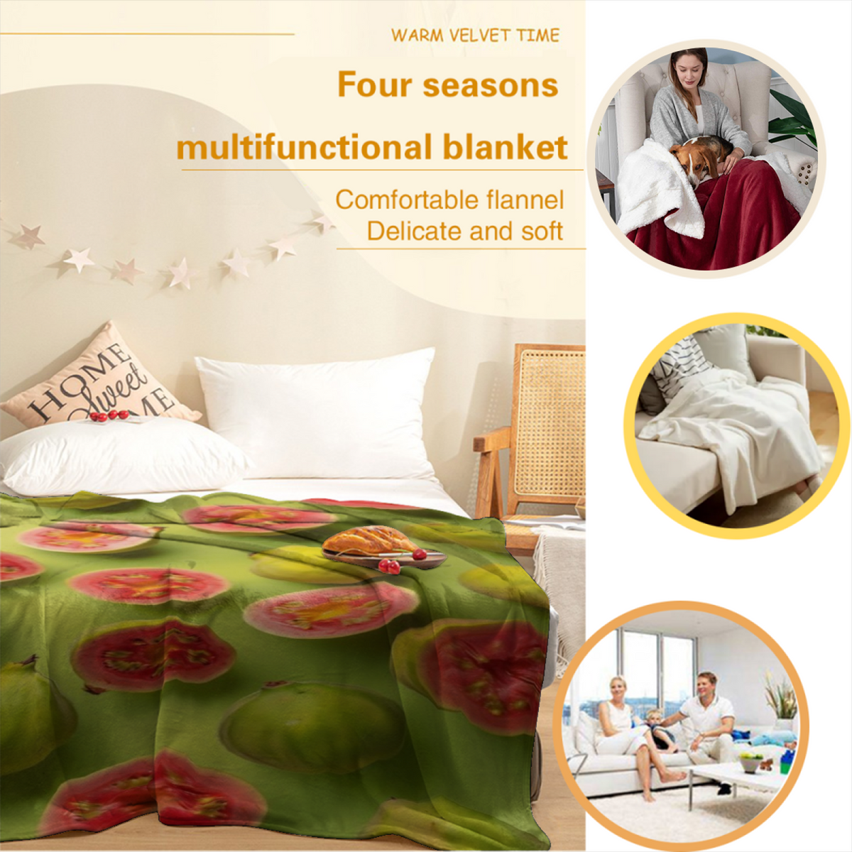 Decorative Flannel Blanket with Copper Prism Cozy Cottage Artwork