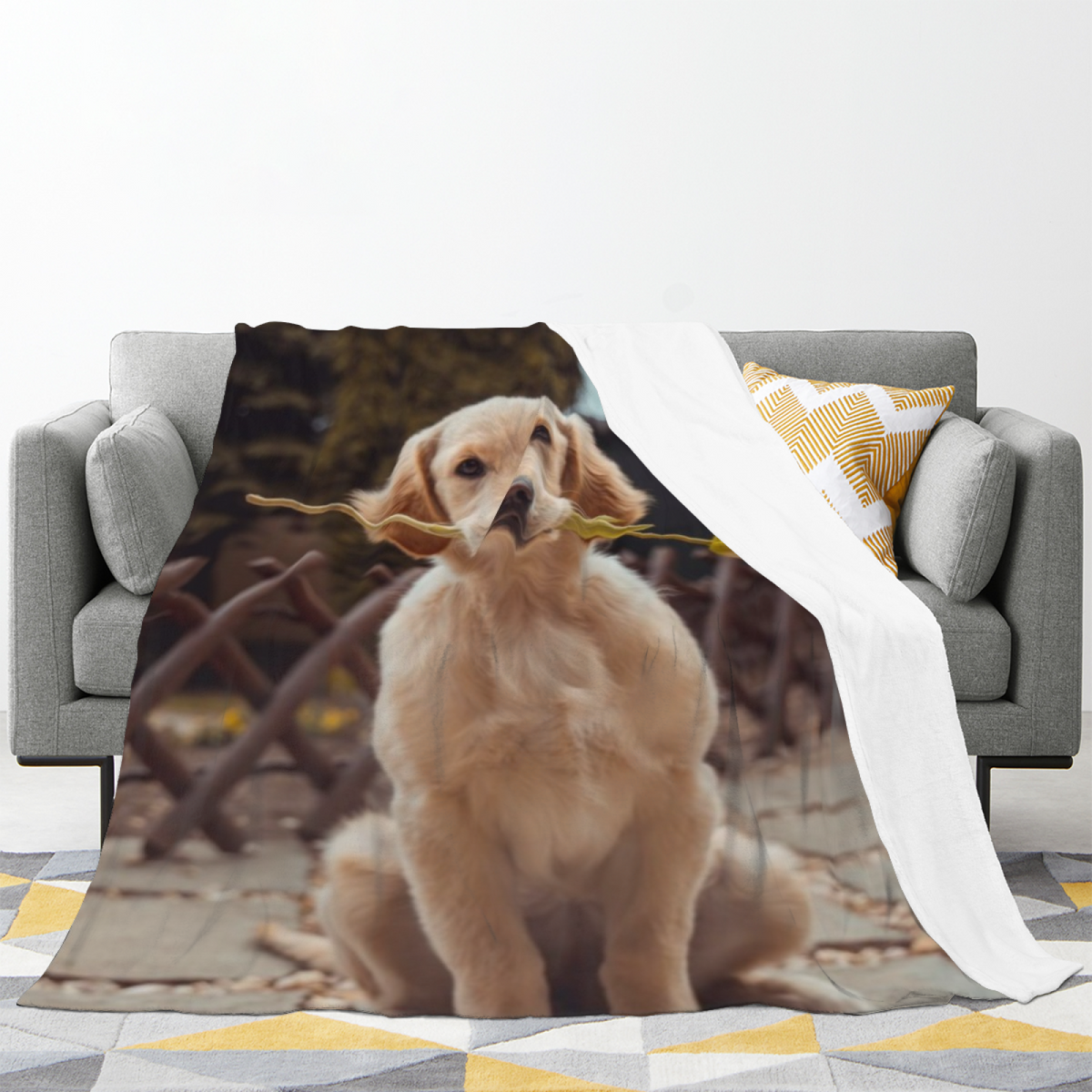 Expressive Soft Neutral Meadow Sketch Decorative Flannel Blanket