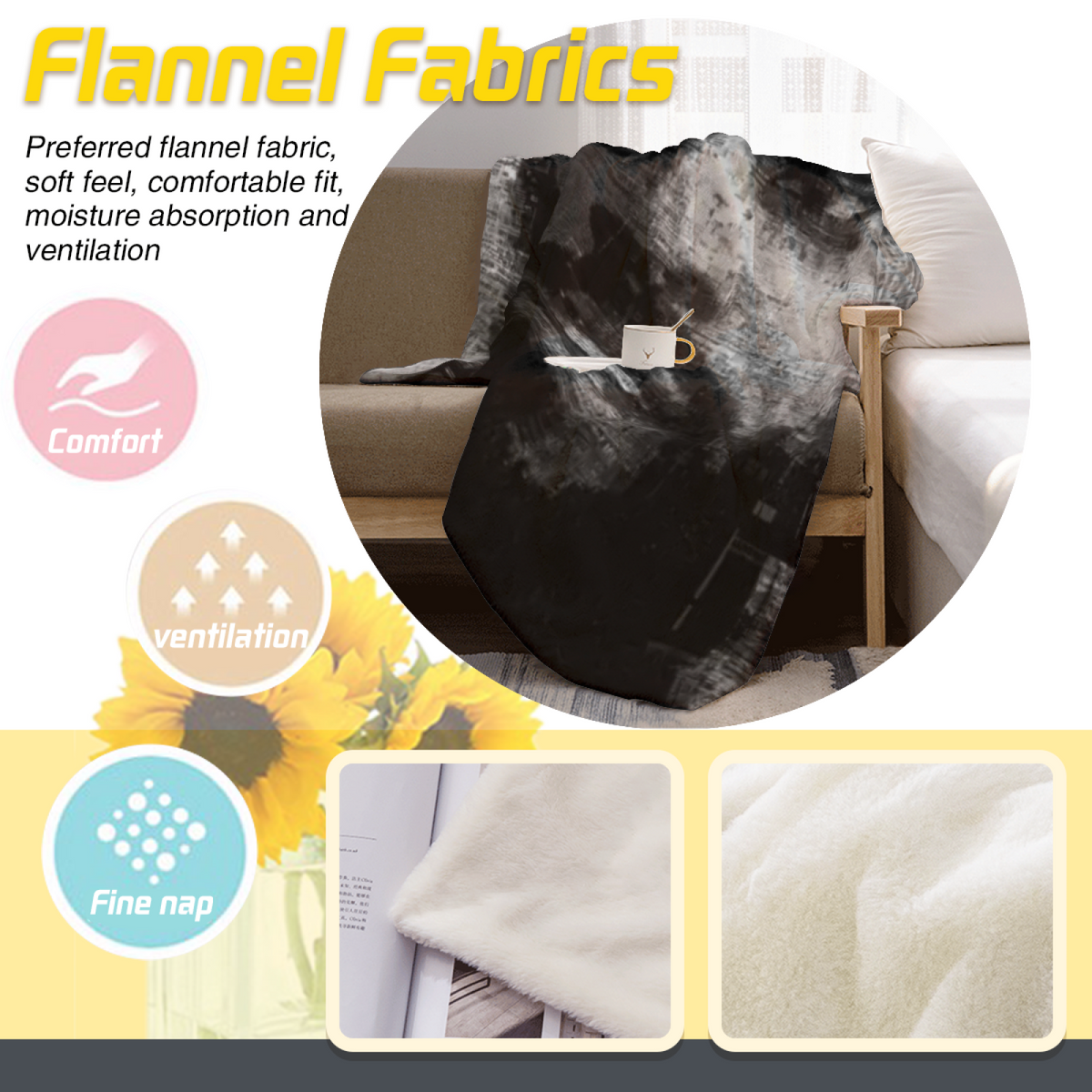 Luminous Galaxy Expressive Print Cozy Flannel Bed Blanket in Dusty Lilac