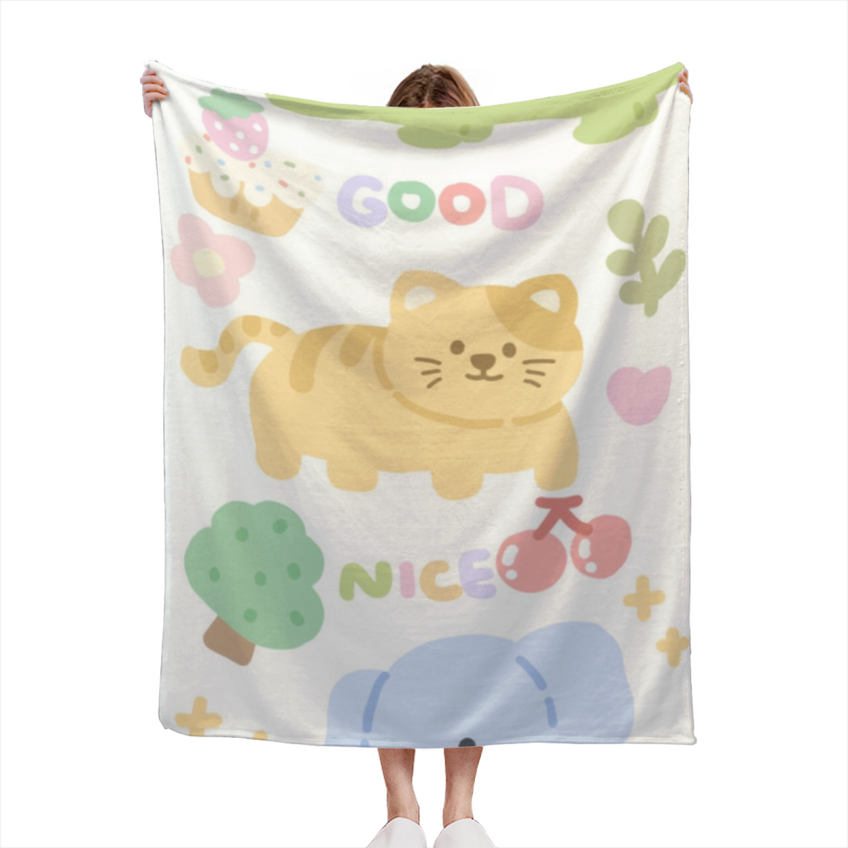 Tangerine & Mirage Playful Graphic Plush Flannel Throw