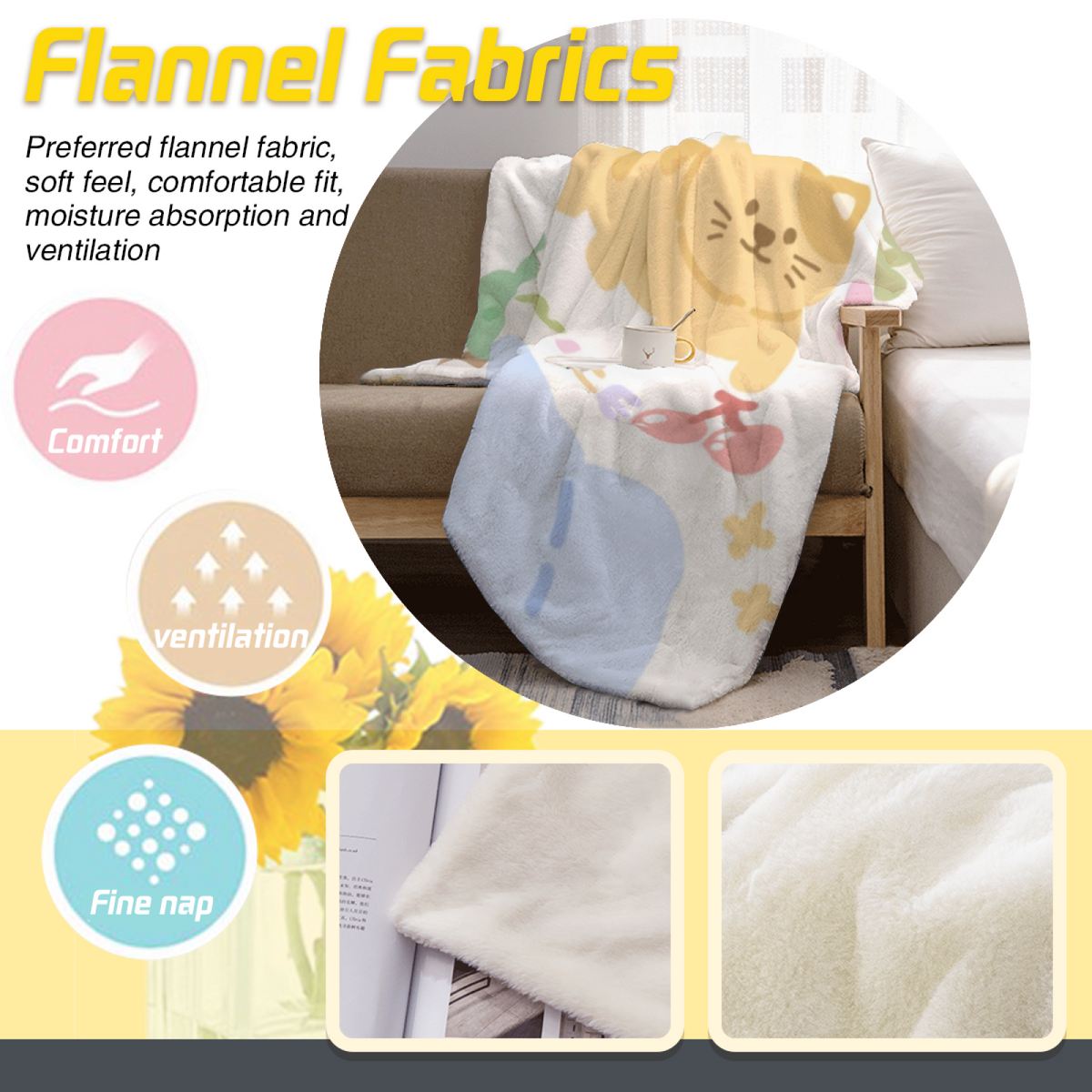 Tangerine & Mirage Playful Graphic Plush Flannel Throw