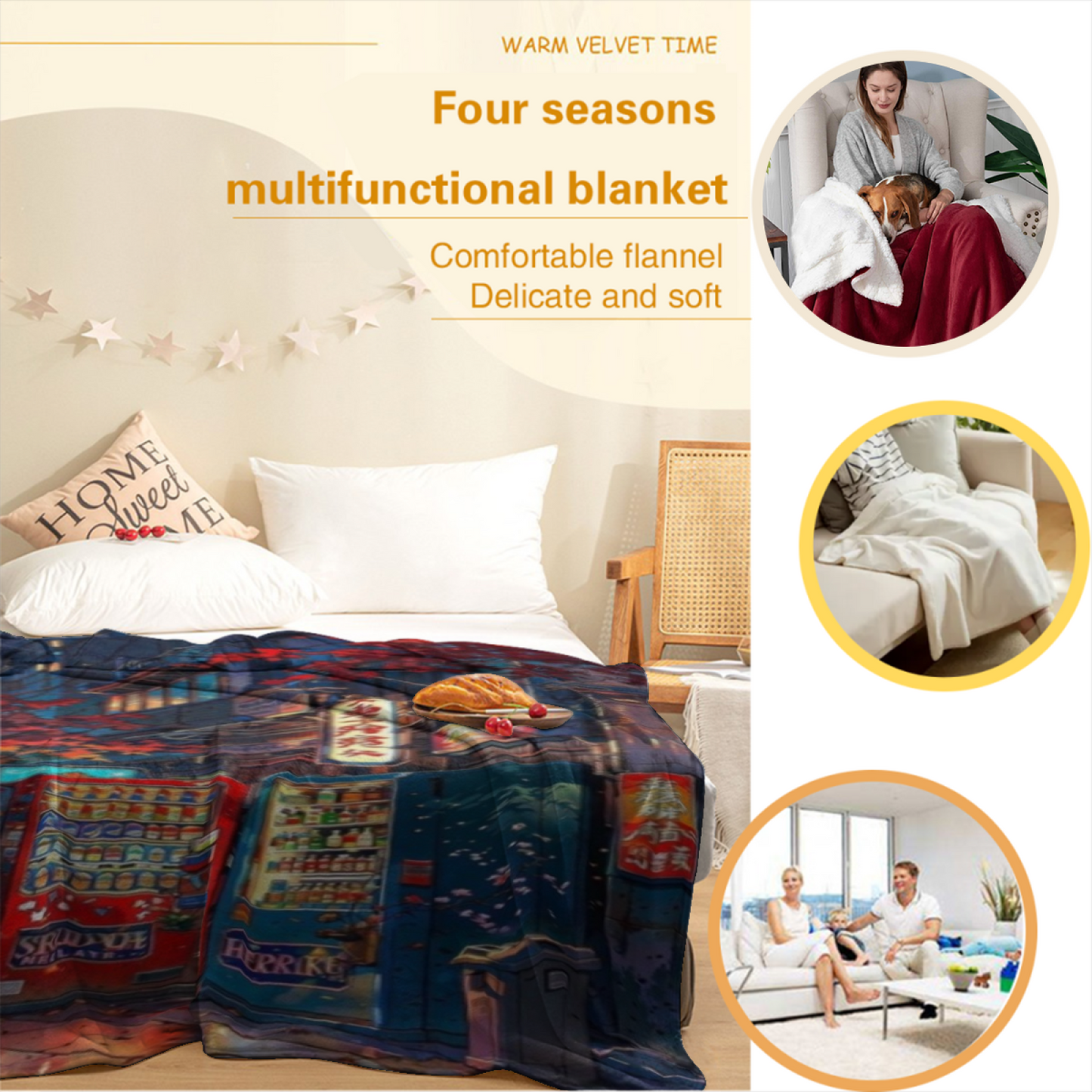 Colorful Modern Throw Blanket ¨C Abstract Printed Decorative Cozy Blanket