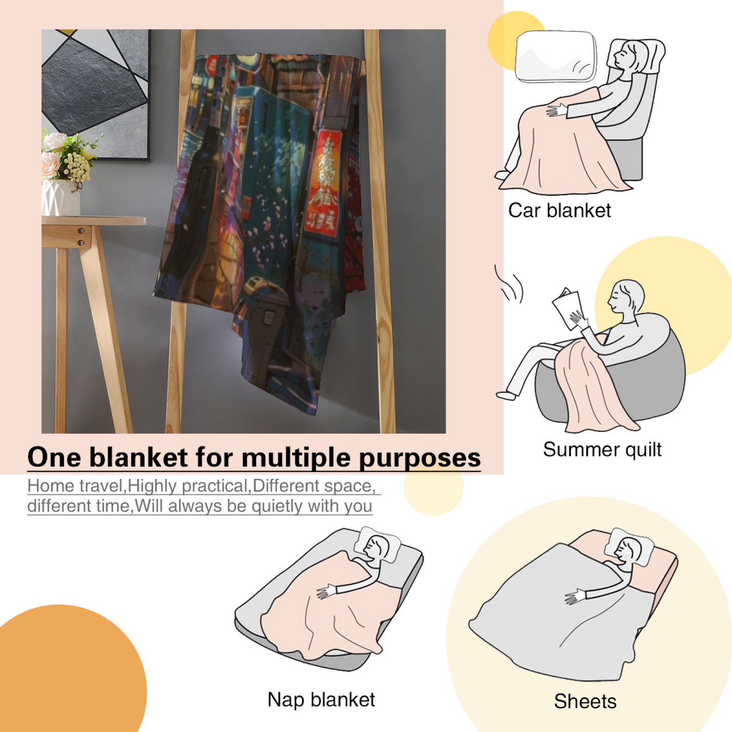 Colorful Modern Throw Blanket ¨C Abstract Printed Decorative Cozy Blanket