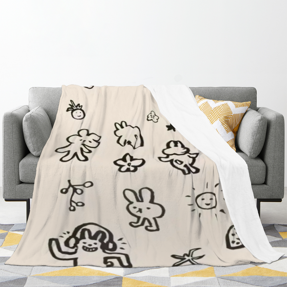 Luminous & Hearth Playful Graphic All-Season Flannel Blanket
