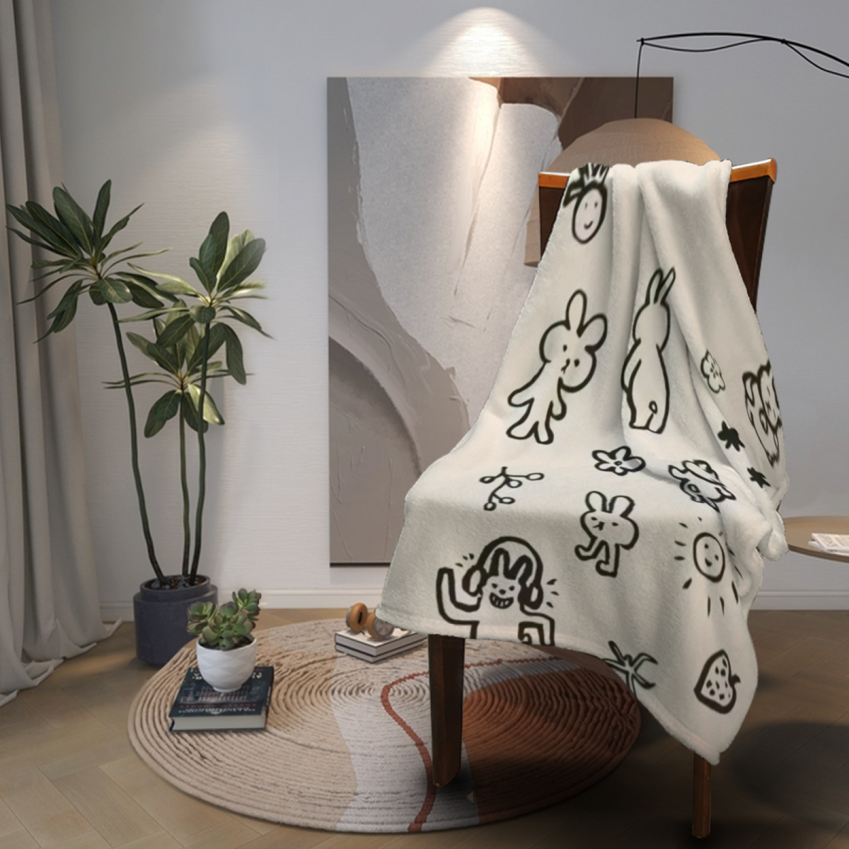 Luminous & Hearth Playful Graphic All-Season Flannel Blanket