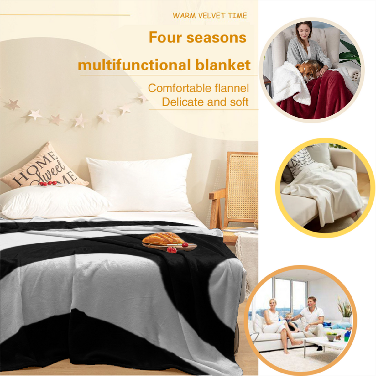 Pastel Multicolor Whimsical Decor Plush Flannel Throw ¨C Alpine Meadow Edition