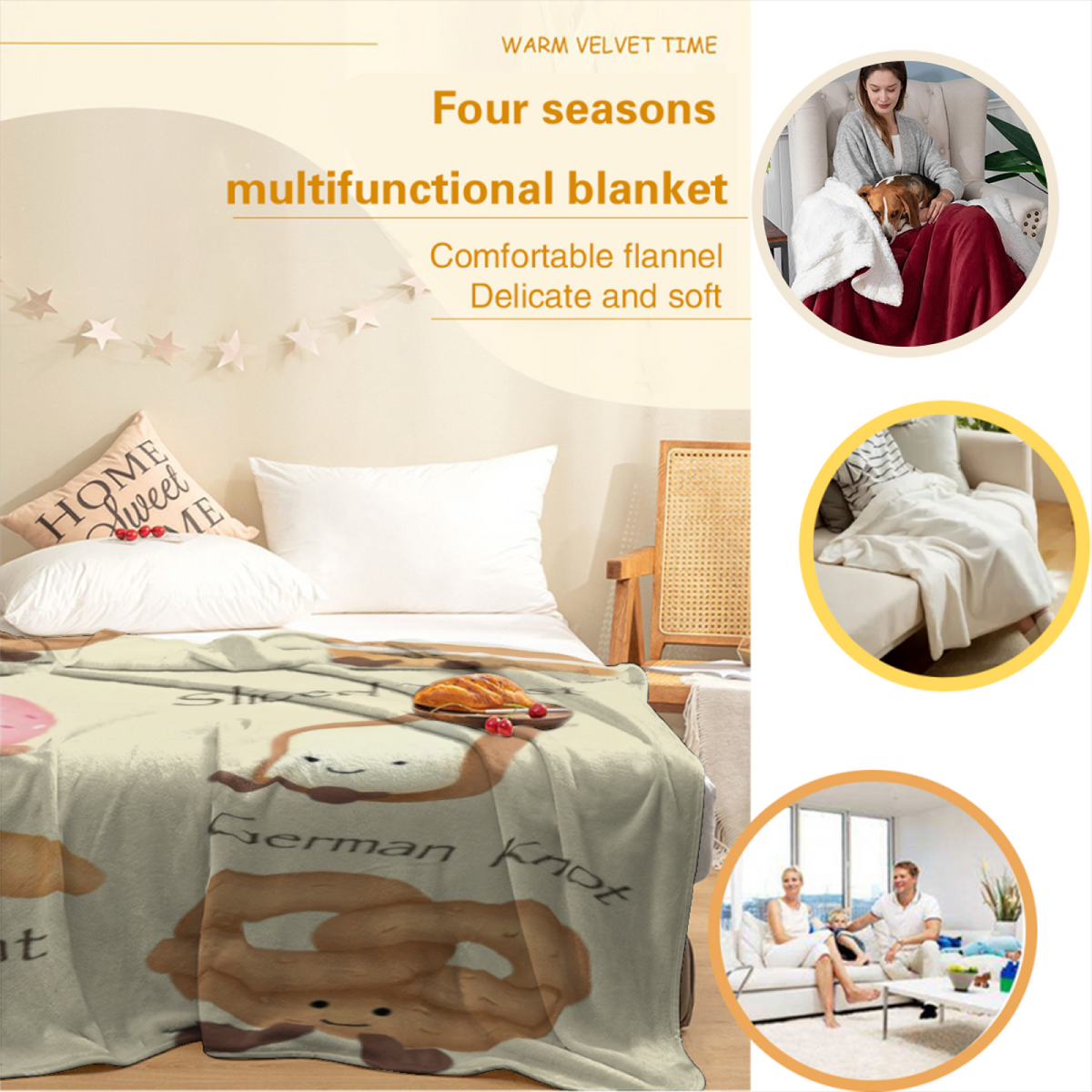 Gilded Spectrum Lightweight Flannel Throw in Pastel Multicolor