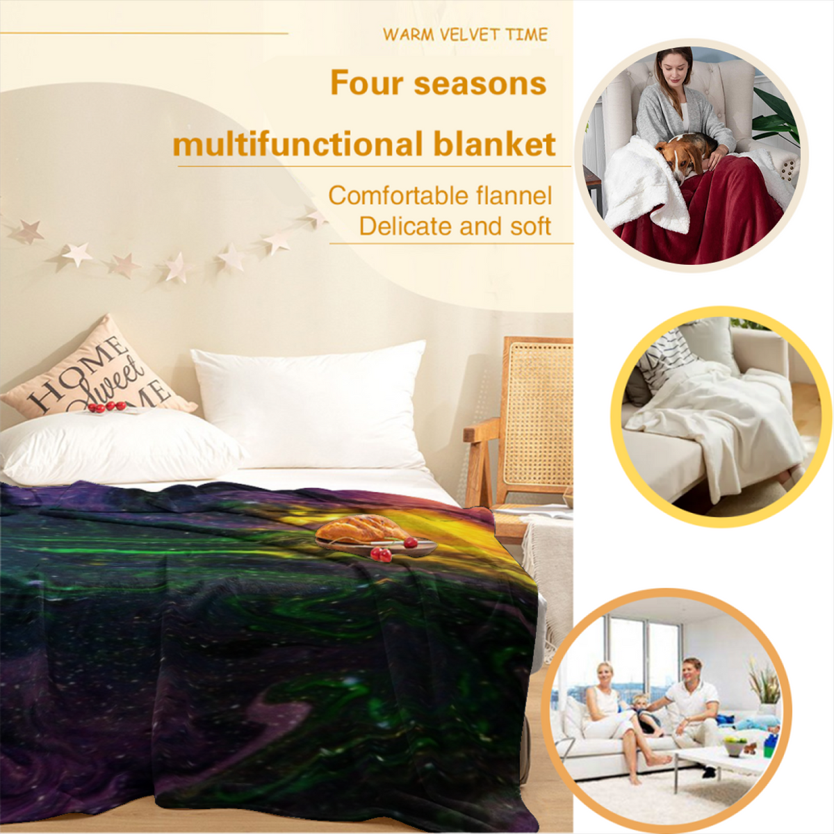 Contemporary Soft Neutral Pebble Reverie All-Season Flannel Blanket
