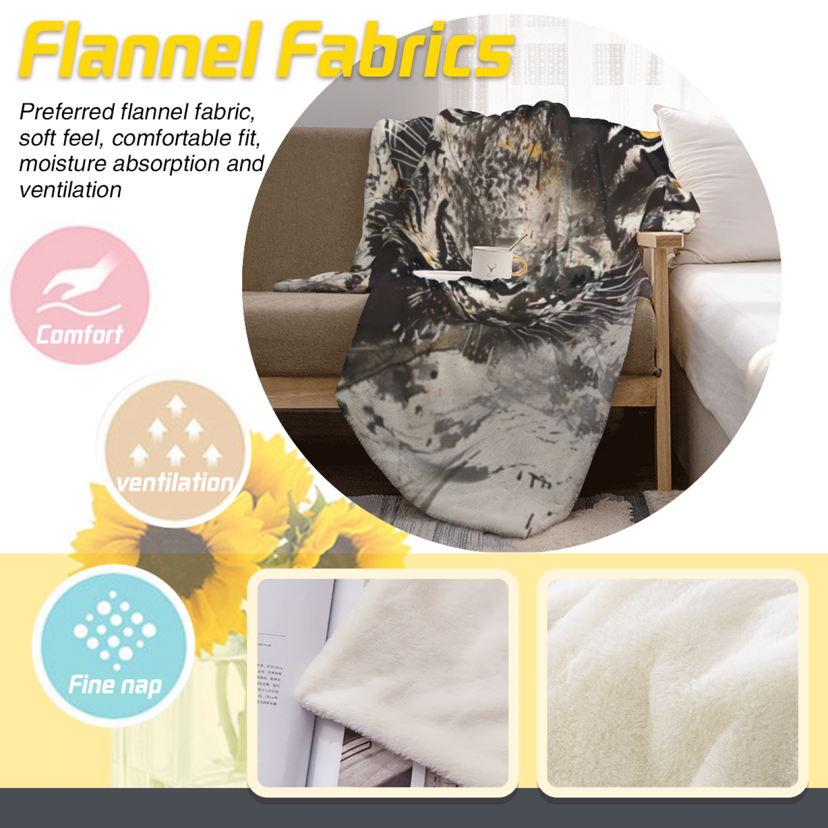 Soft Minimalist All-Season Flannel Blanket ¨C Riverstone Tapestry Collection