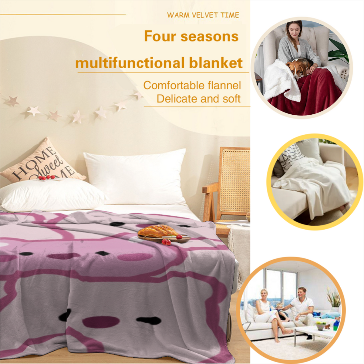 Pastel Multicolor Whimsical Decor All-Season Flannel Blanket ¨C Celestial Vista Edition