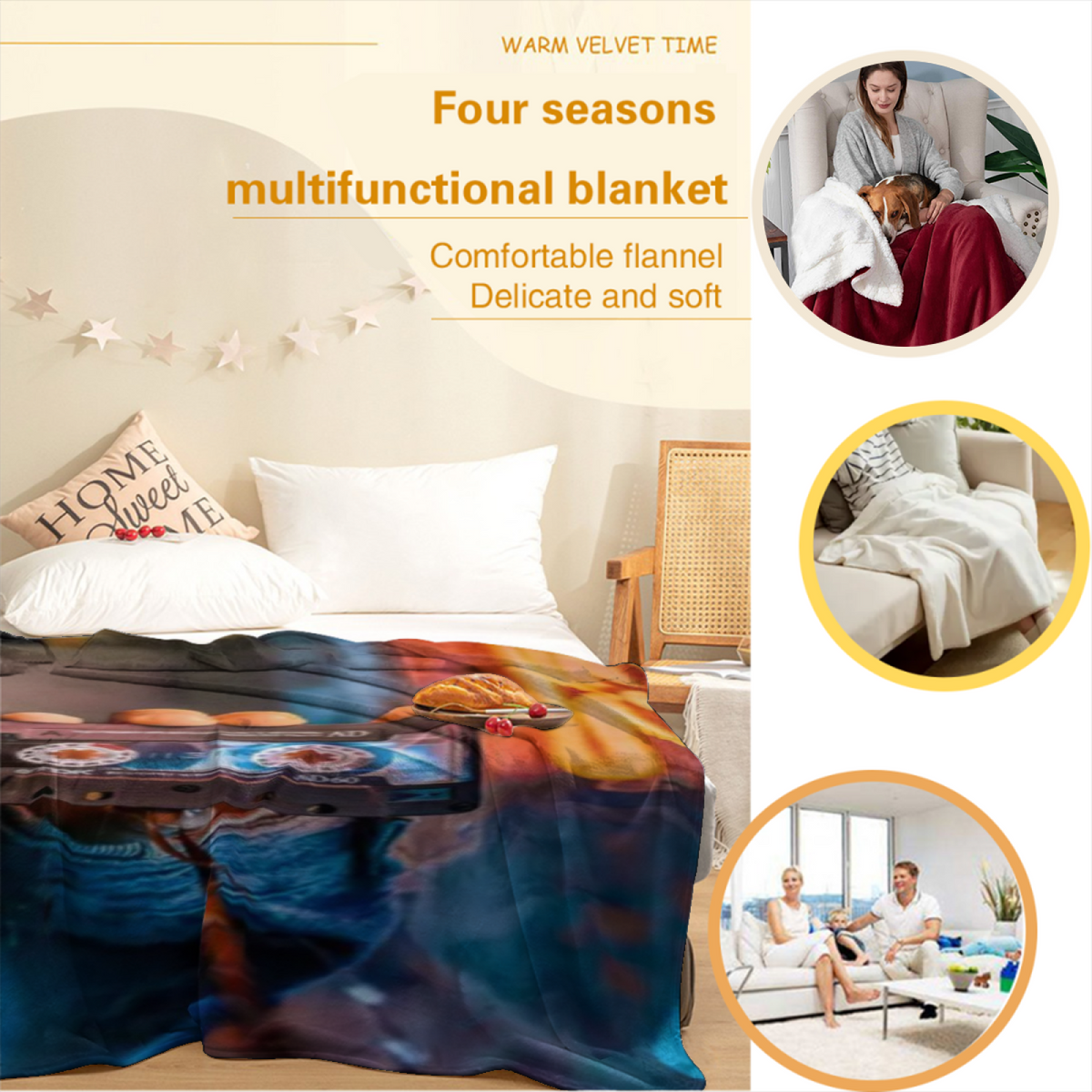 Hazy Thicket Home Accent Soft Flannel Blanket ¨C Warm Coral