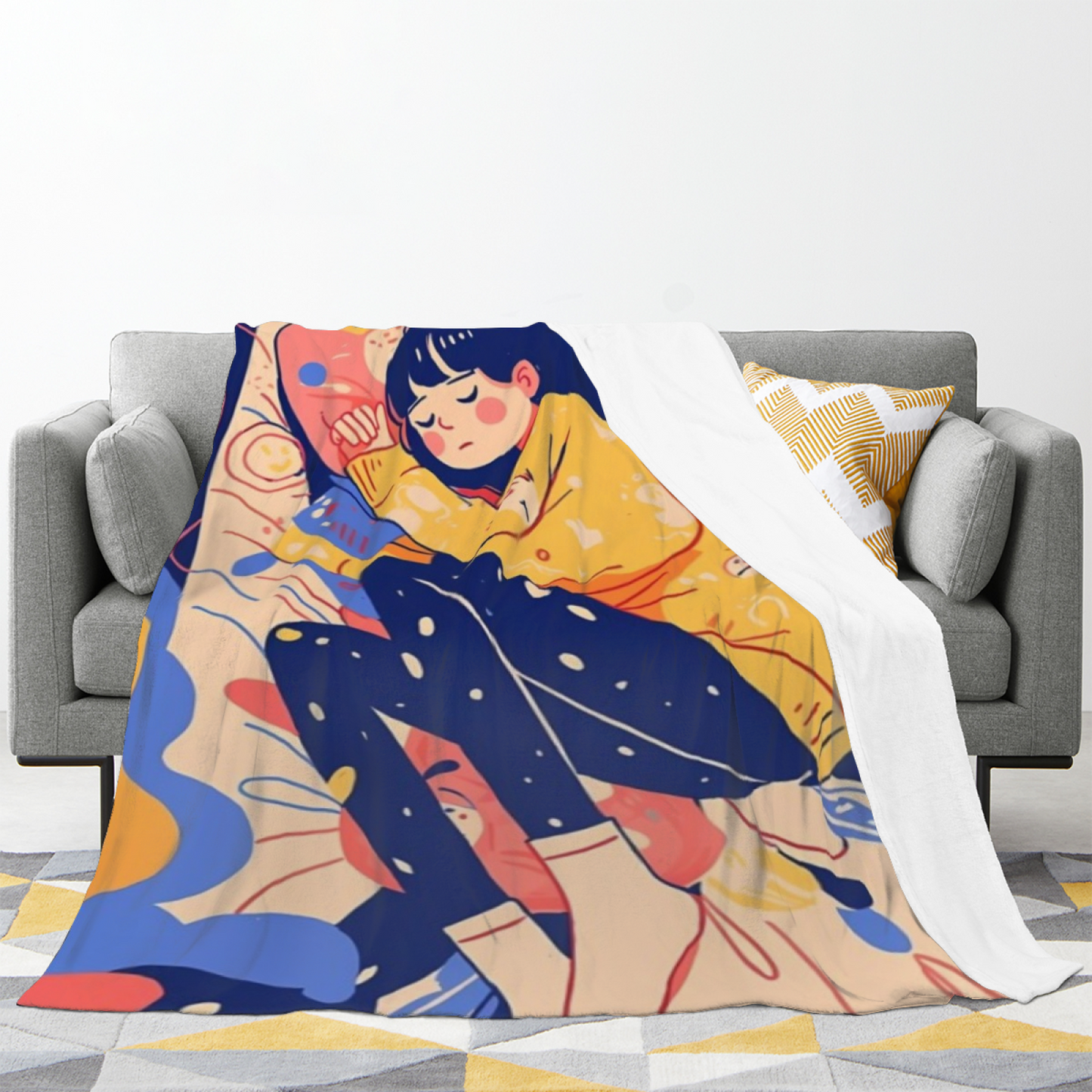 Contemporary Pattern Throw Blanket ¨C Colorful Modern Printed Cozy Blanket