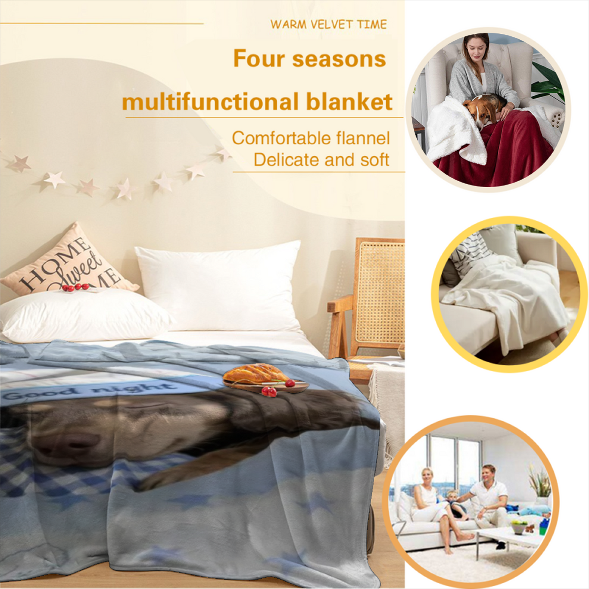 Festival Lantern Inspired Flannel Sofa Throw ¨C Earthy Neutral Palette