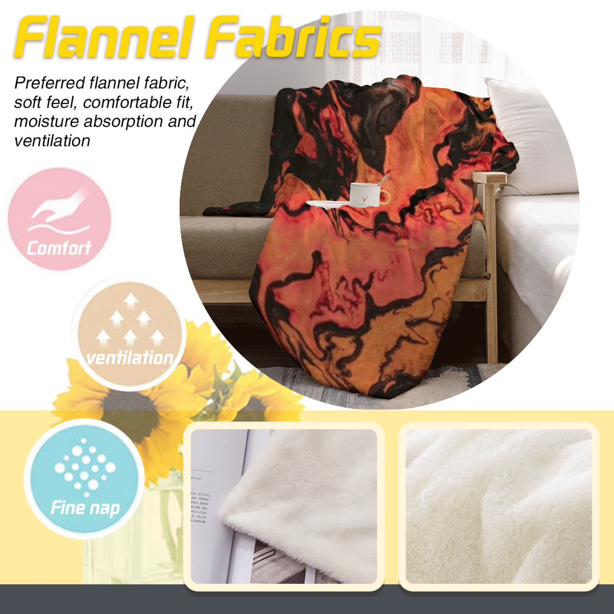 Earthy Multicolor Azure Echo Lightweight Flannel Throw