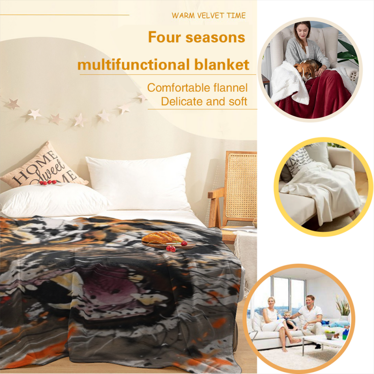 Silver Horizon Soft Neutral Art Plush Flannel Throw