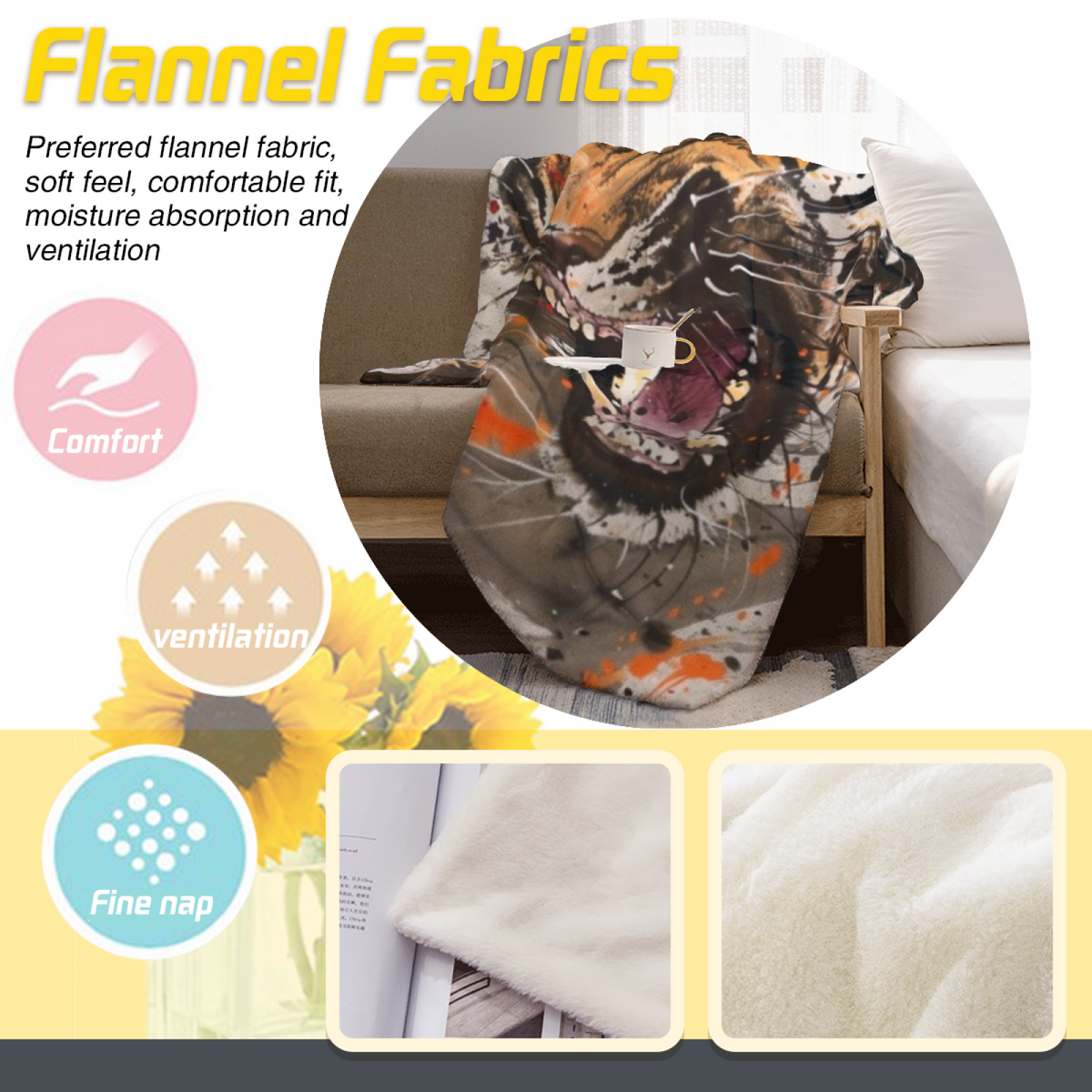 Silver Horizon Soft Neutral Art Plush Flannel Throw