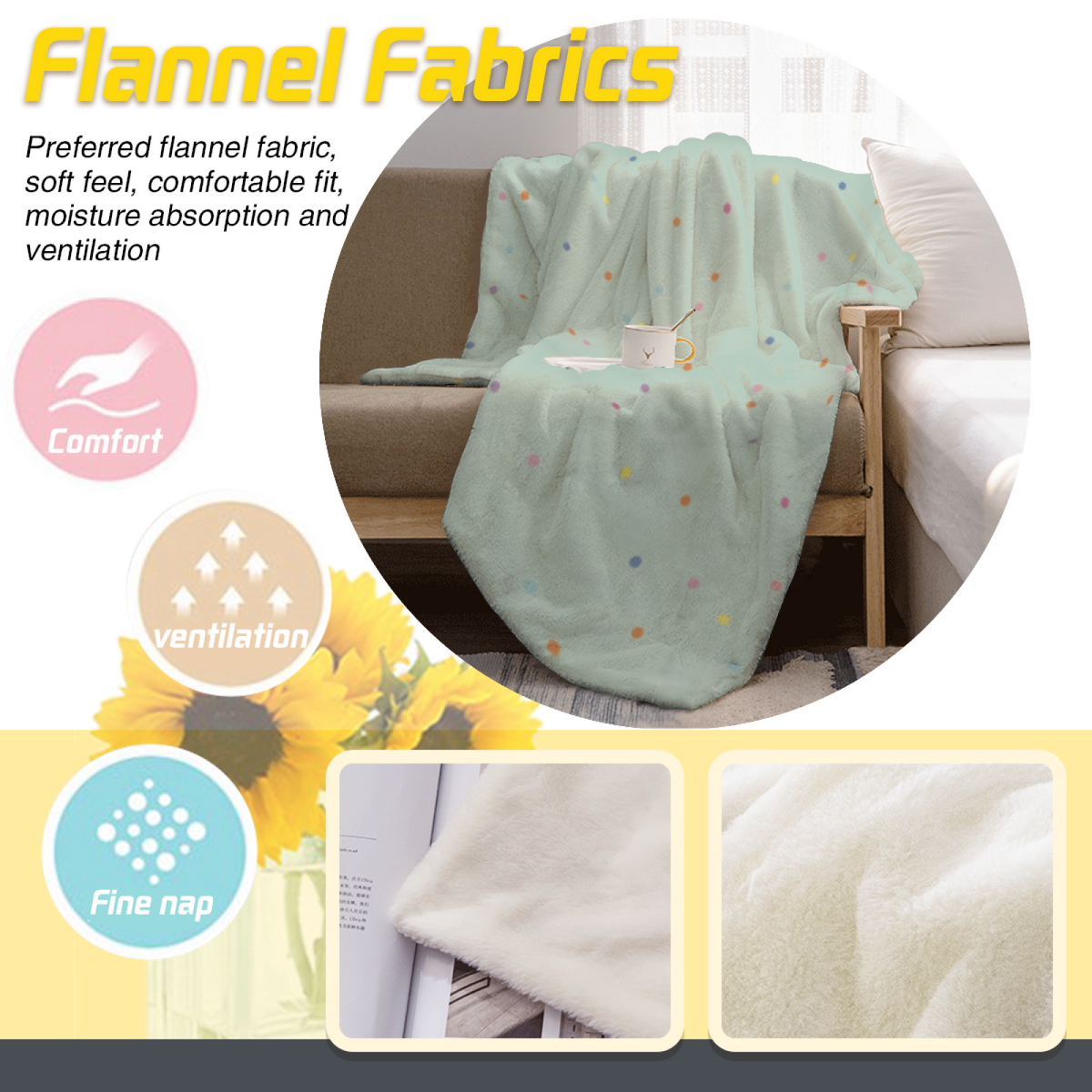 Creamy Ivory Whimsical Decor All-Season Flannel Blanket ¨C Lagoon Horizon Edition