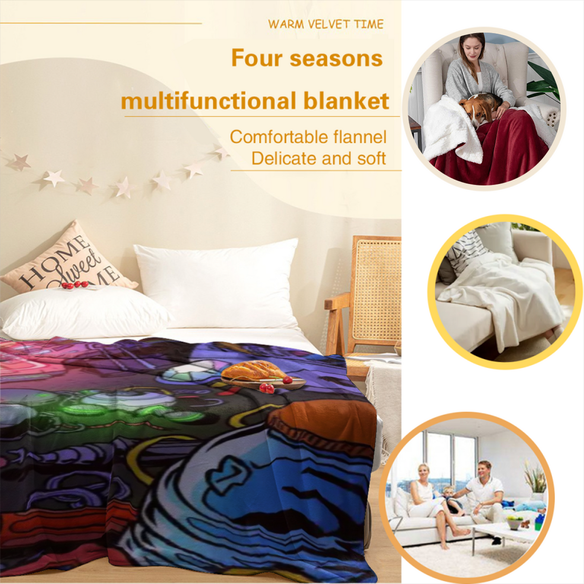 Celestial Wonder Home Accent Soft Flannel Blanket ¨C Warm Coral