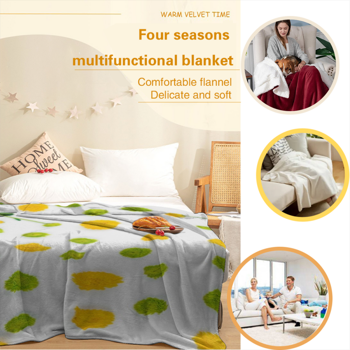 Burnished Atlas Inspired Cozy Flannel Bed Blanket ¨C Earthy Neutral Palette