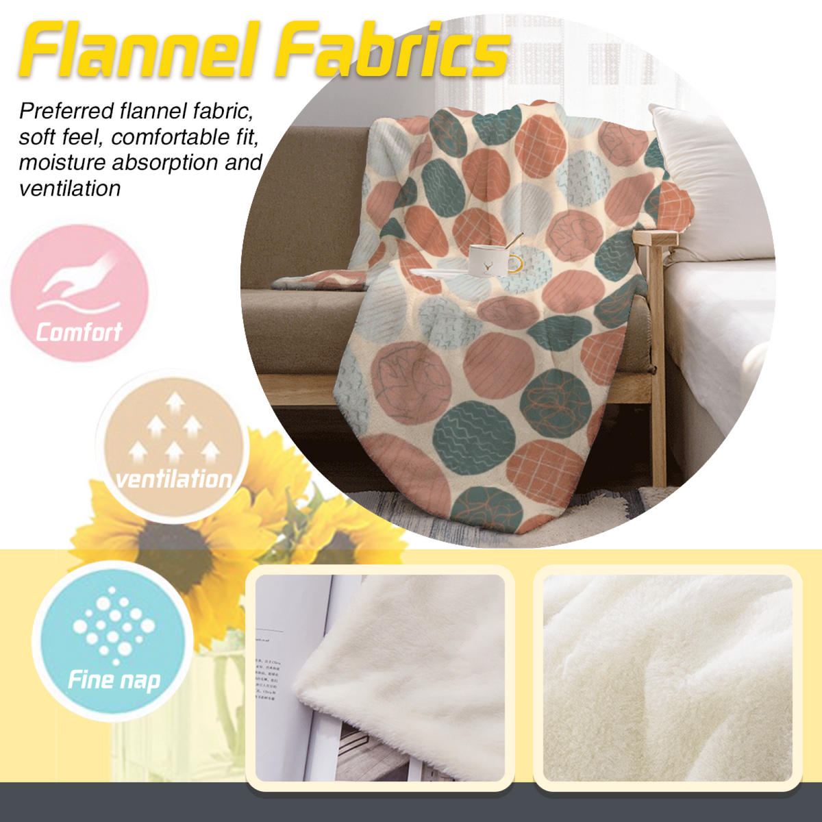 Heather Solstice Home Accent Lightweight Flannel Throw ¨C Warm Coral