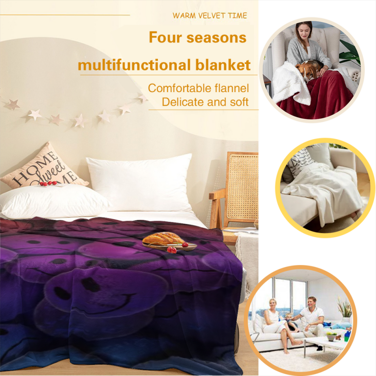 Pastel Multicolor Whimsical Decor All-Season Flannel Blanket ¨C Cosmic Ripple Edition
