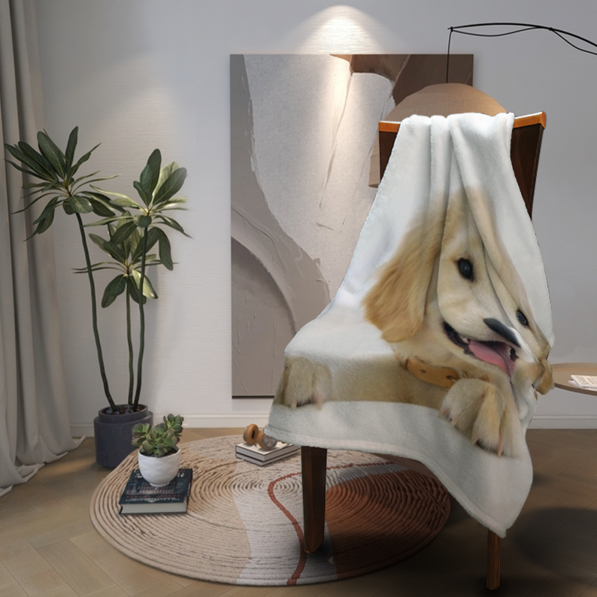 Soft Neutral Cedar Serenade Plush Flannel Throw