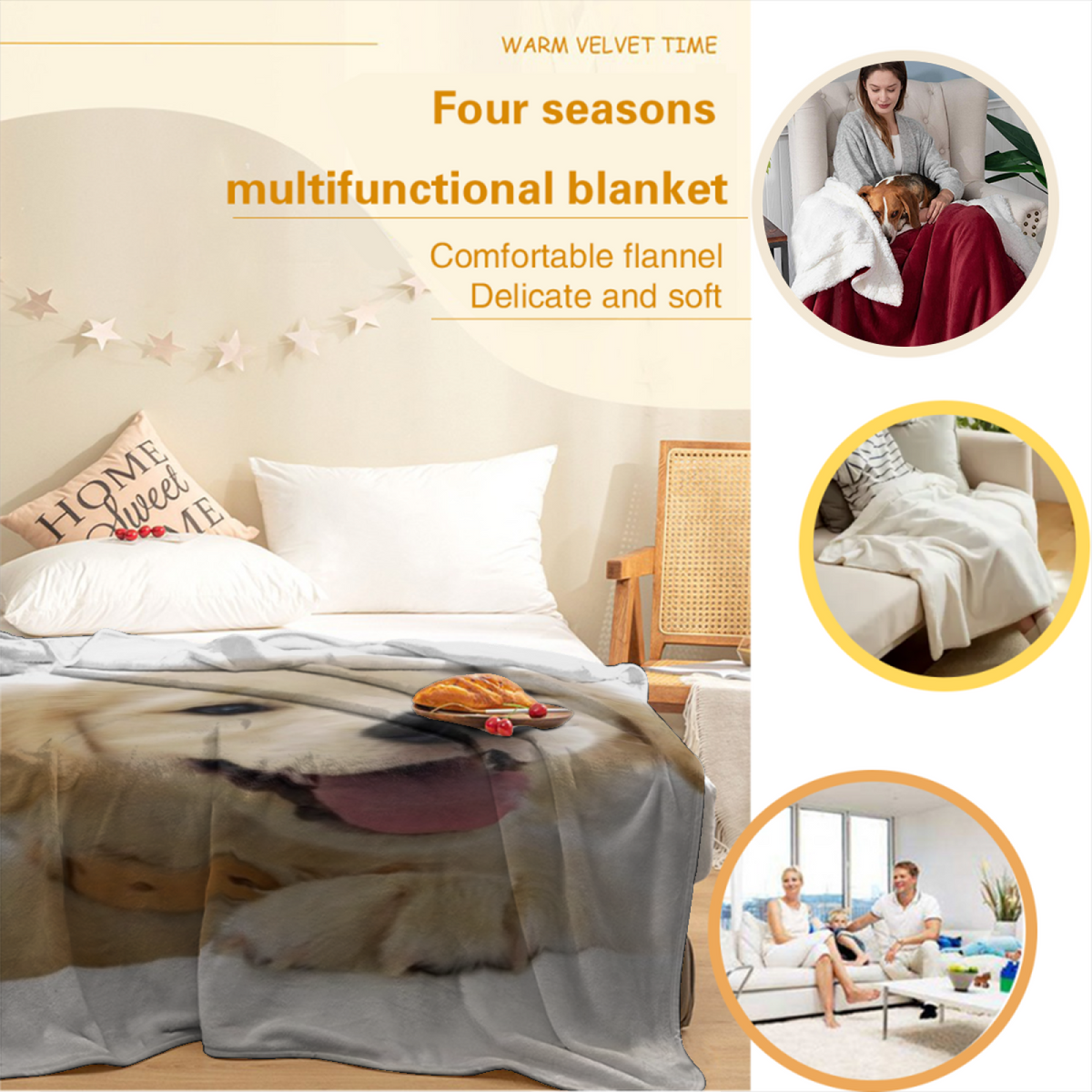Soft Neutral Cedar Serenade Plush Flannel Throw