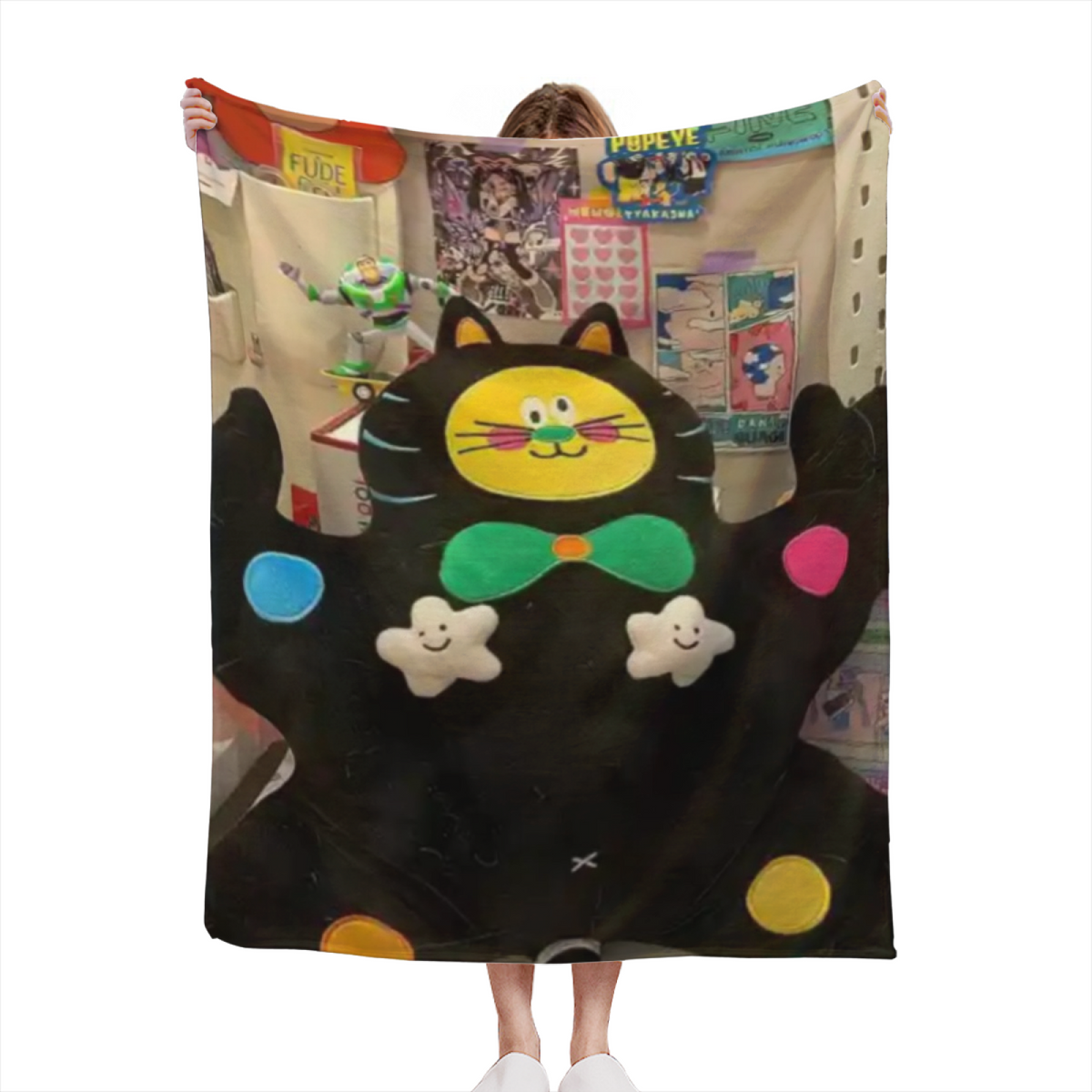 Radiant & Cove Playful Graphic Plush Flannel Throw
