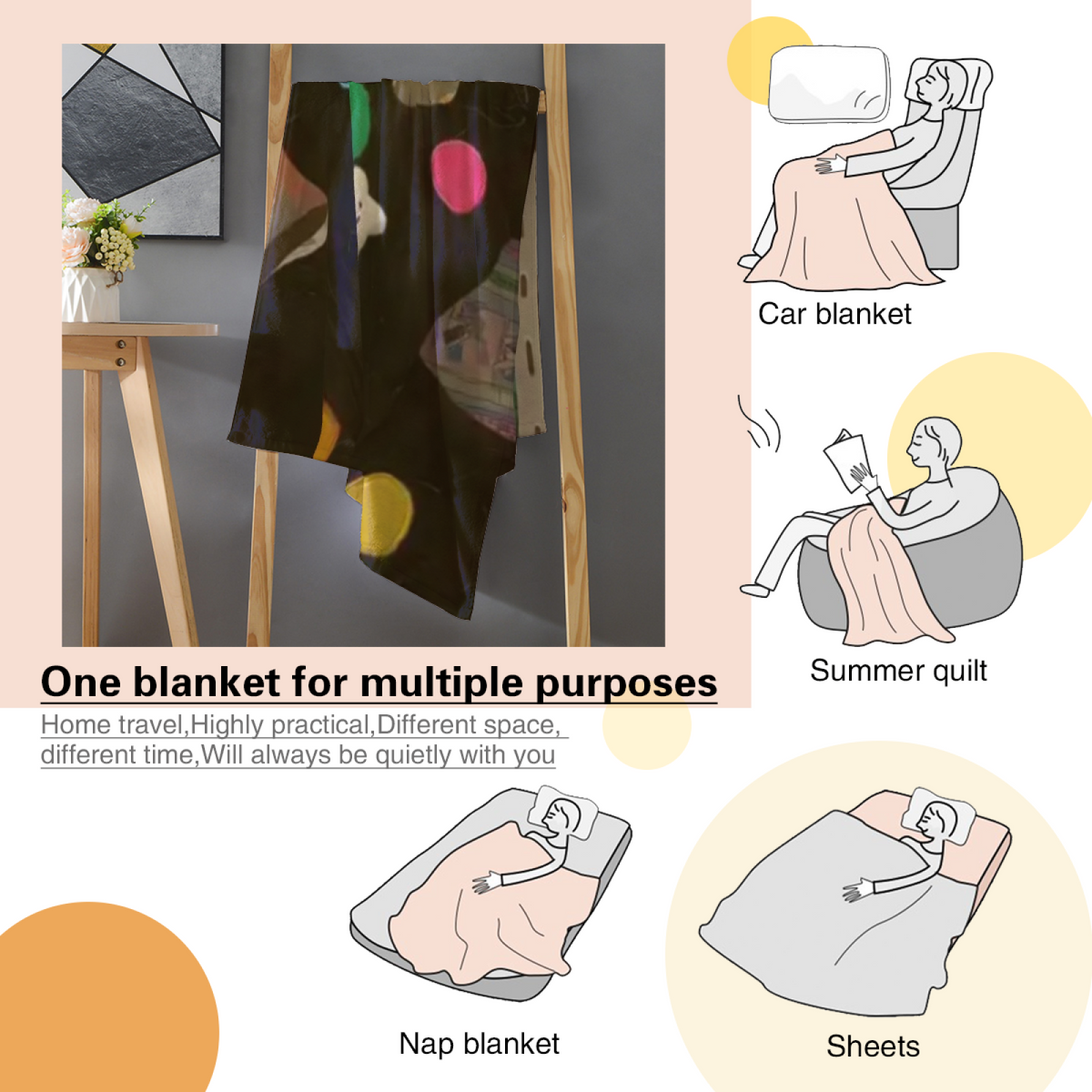 Radiant & Cove Playful Graphic Plush Flannel Throw