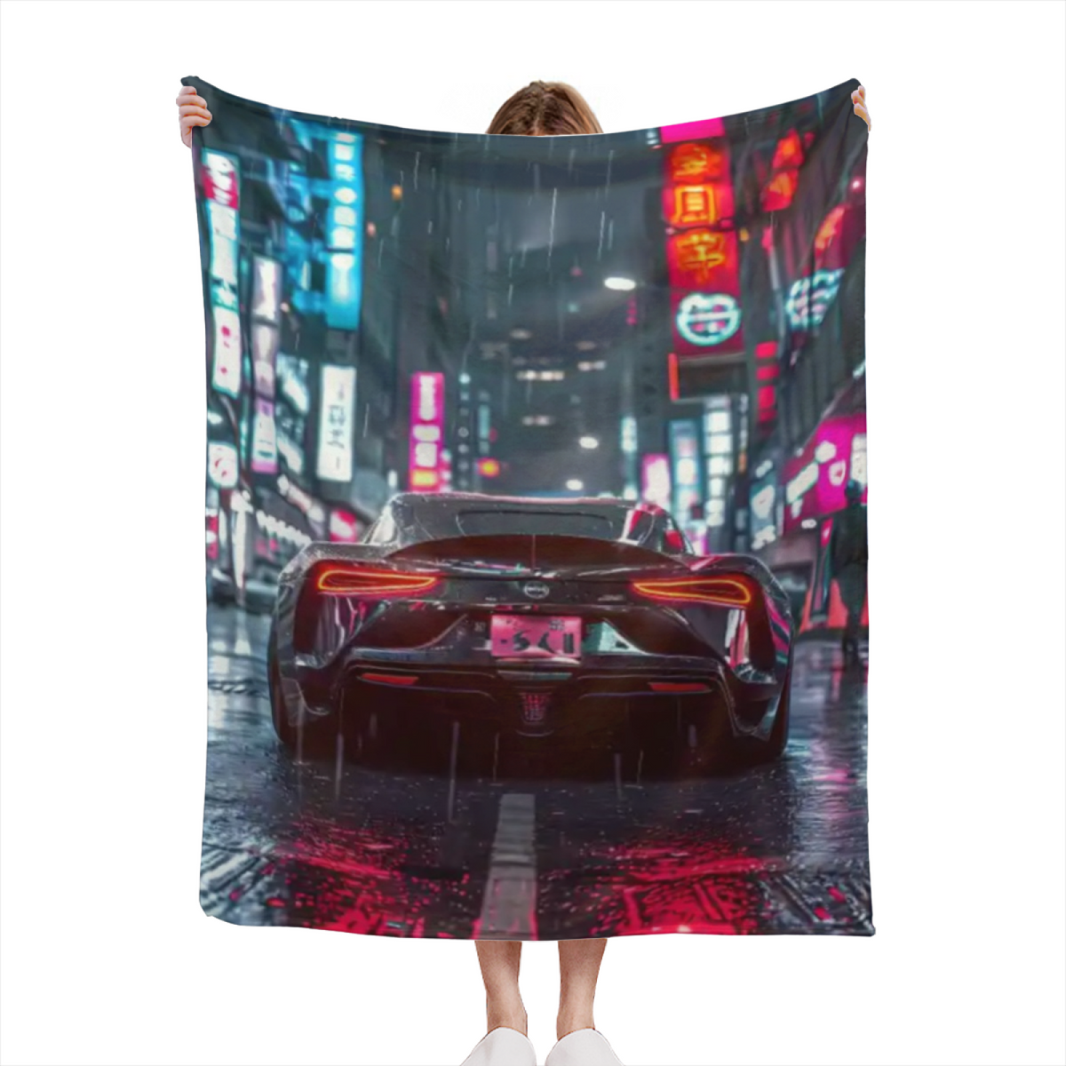 Cinnamon & Picnic Playful Graphic Plush Flannel Throw
