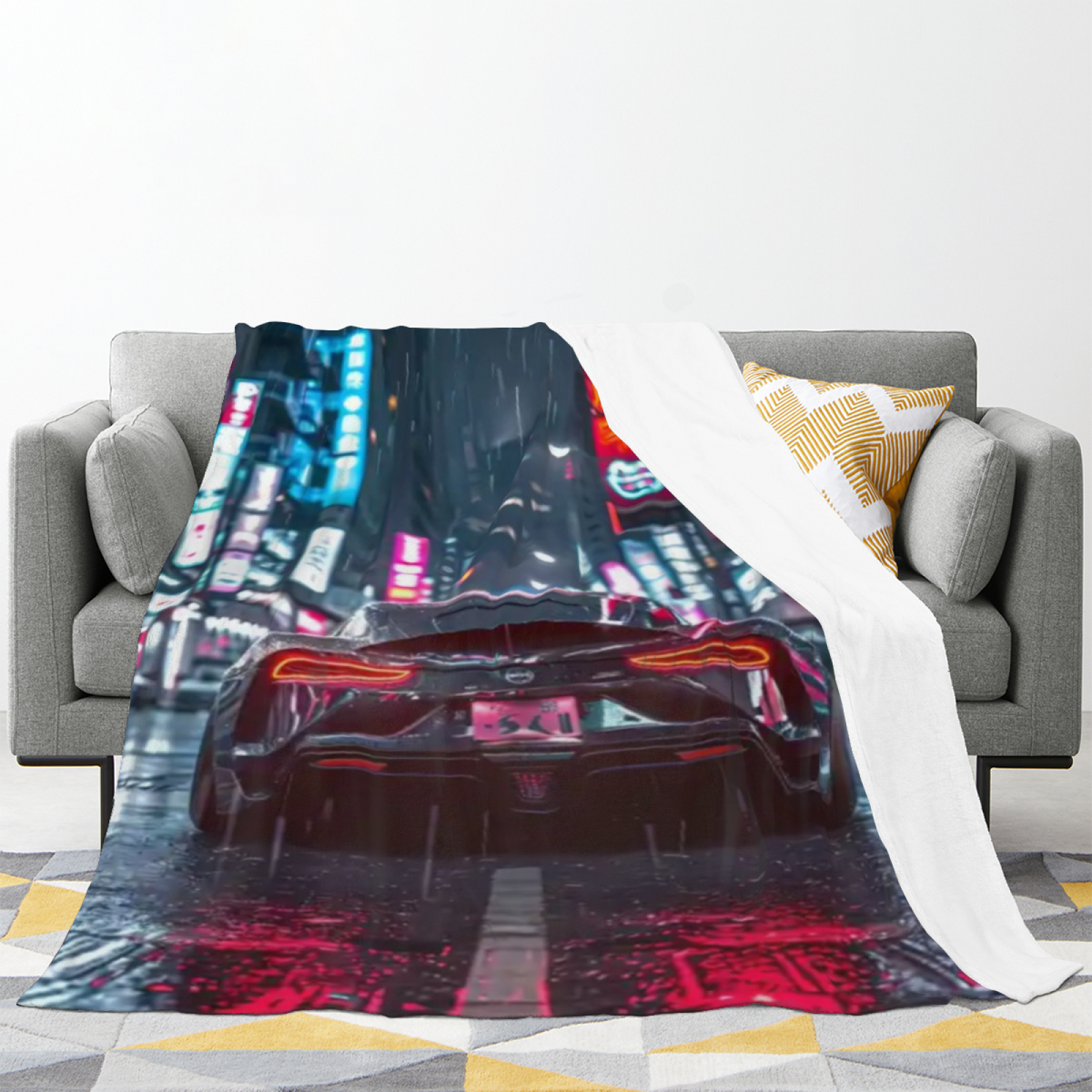 Cinnamon & Picnic Playful Graphic Plush Flannel Throw