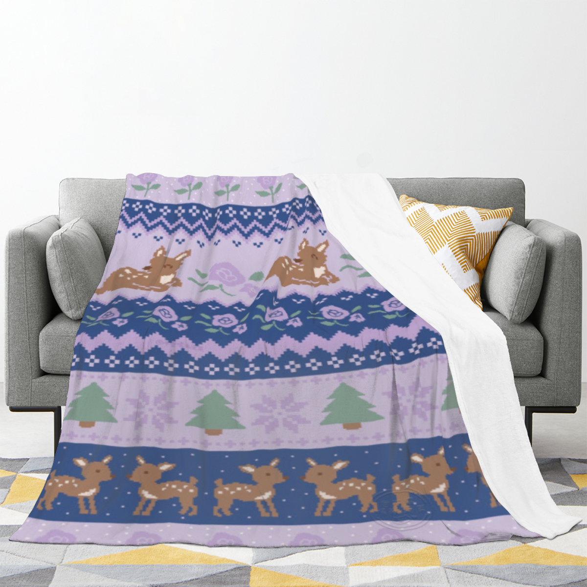 Cobalt Kaleidoscope Soft Neutral Art Lightweight Flannel Throw