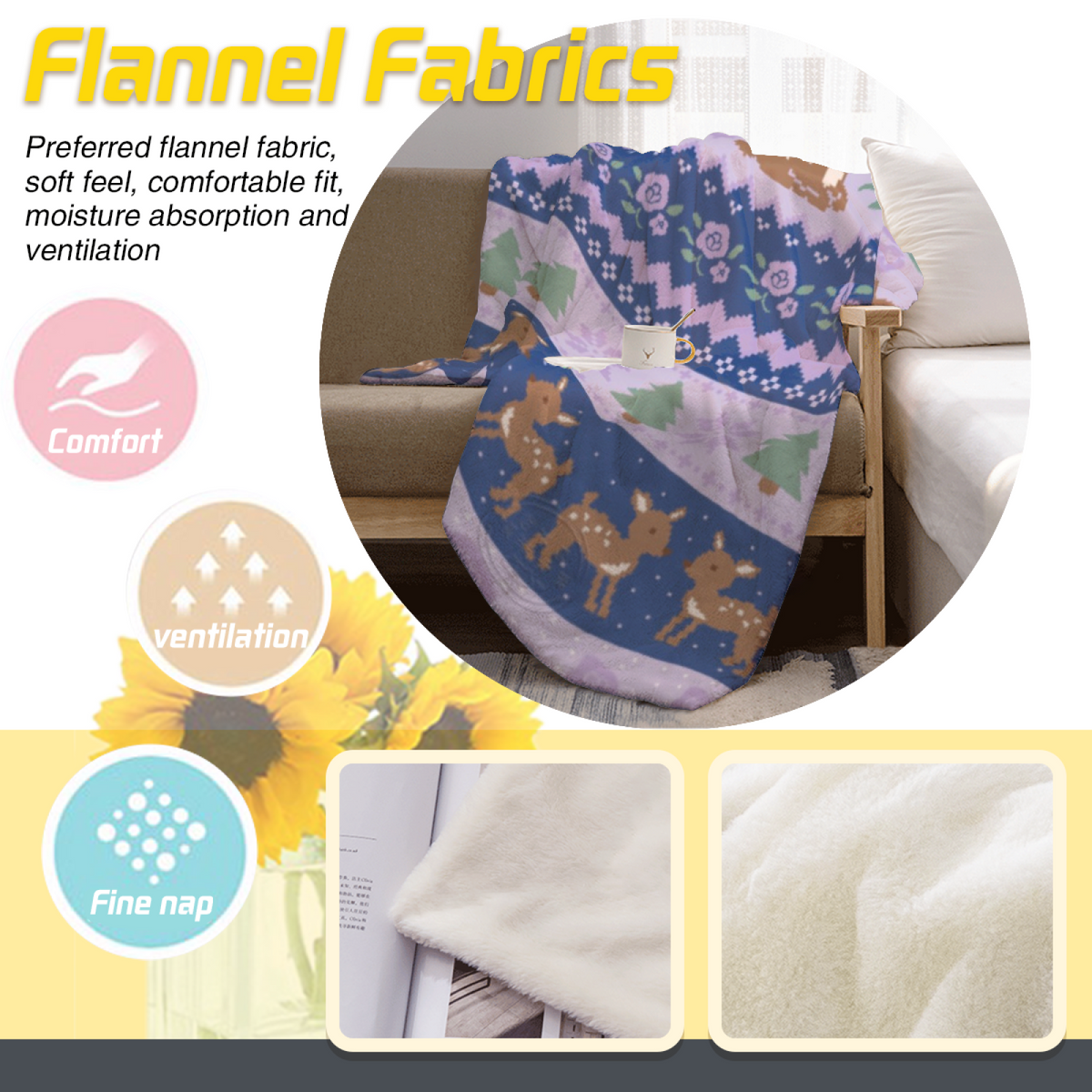 Cobalt Kaleidoscope Soft Neutral Art Lightweight Flannel Throw