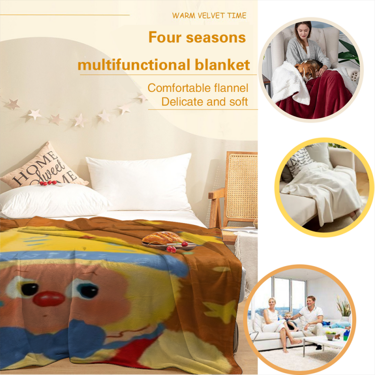 Pastel Multicolor Whimsical Decor Plush Flannel Throw ¨C Moonbeam Lagoon Edition