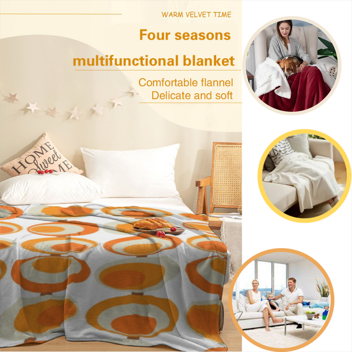 Riverstone Sanctuary Home Accent Soft Flannel Blanket ¨C Warm Coral