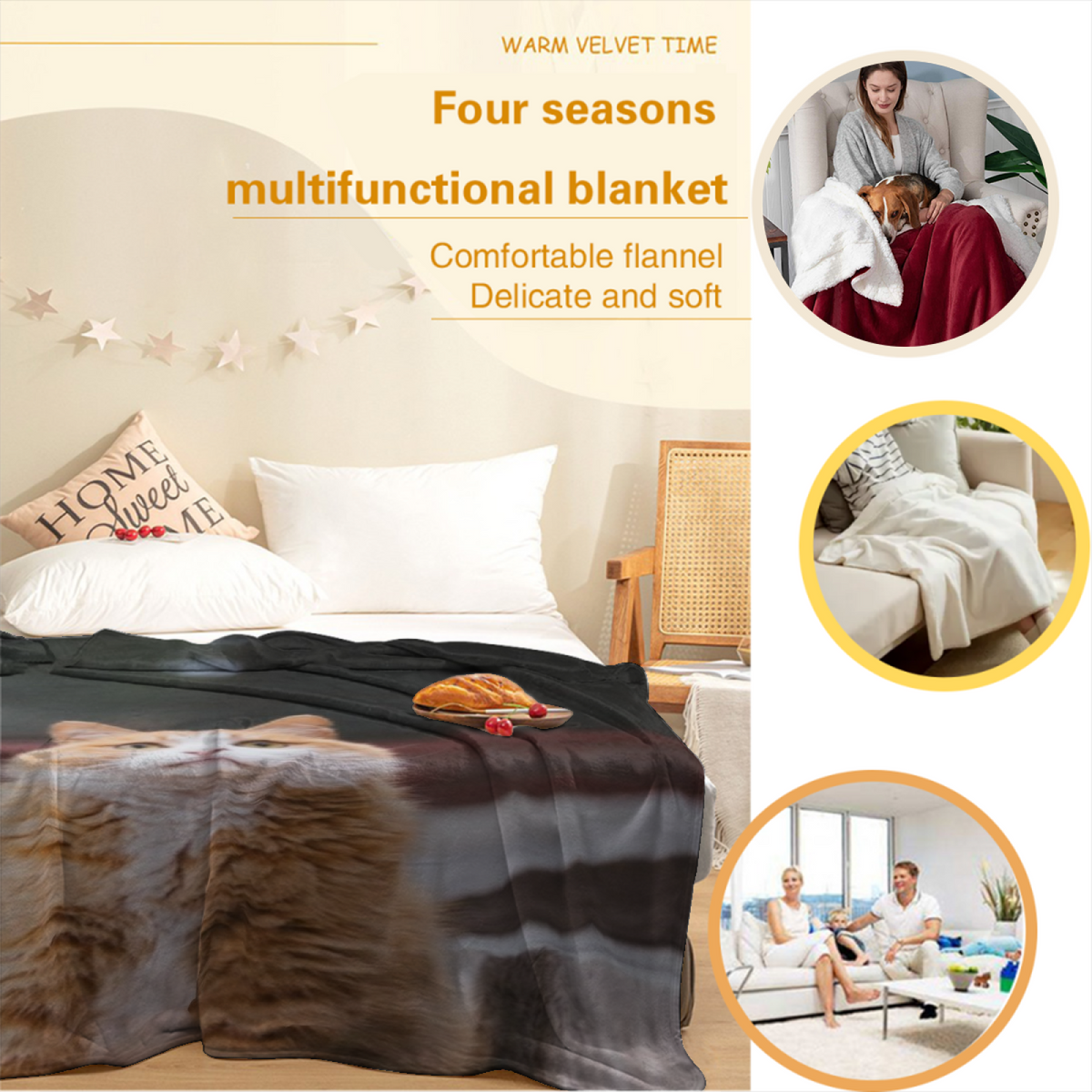 Soft Neutral Whimsical Decor Plush Flannel Throw ¨C Enchanted Cove Edition